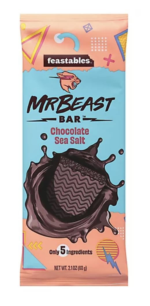 Feastables Mr Beast Chocolate Bars Variety Pack - Deez Nutz Peanut Butter, Quinoa Crunch, Milk Chocolate, Sea Salt & Crunch (5 Pack) | Gourmet Snacks for Parties, Gifts & Chocolate Lovers