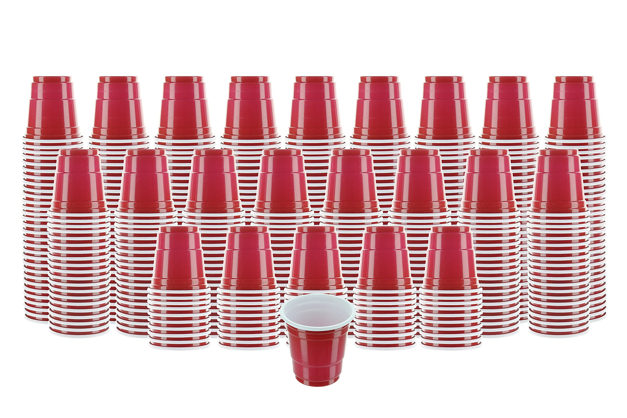 480 Pack 2oz Plastic Shot Glasses - Mini Red Disposable Party Cups for Jello Shots, Condiments, Snacks & Tastings | Perfect for Parties, Events, Catering & Sampling (Bulk Pack)