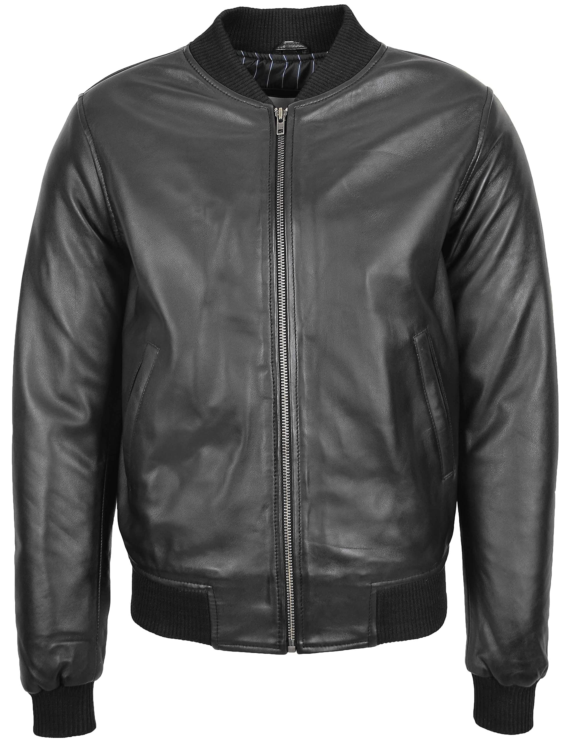 Men's Genuine Leather Bomber Jacket MA-1 Varsity Style Ryan - Premium Aviator Jacket for Casual Wear & Night Out