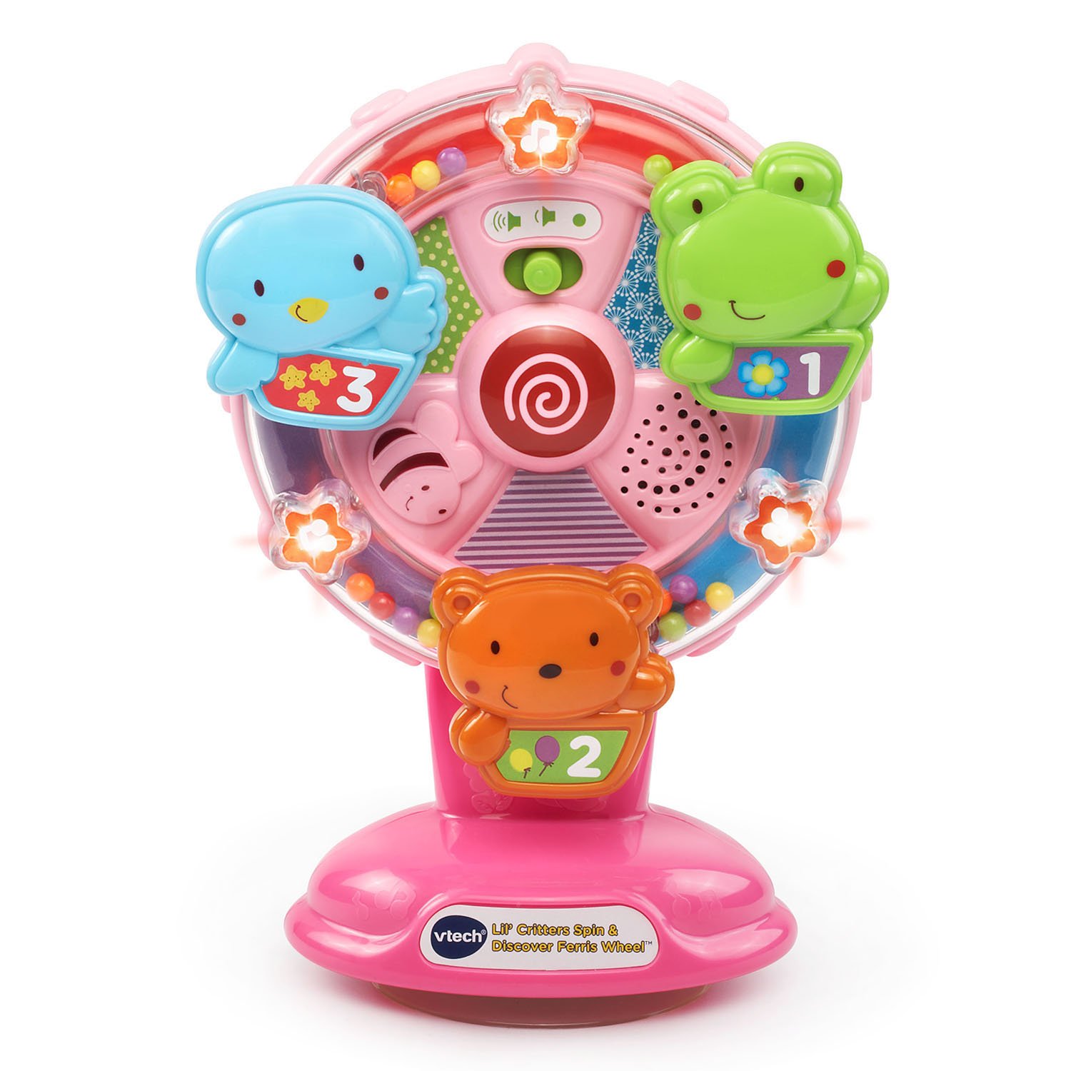 VTech Lil' Critters Spin and Discover Ferris Wheel - Interactive Learning Toy for Toddlers Ages 1-3, Pink Educational Ride-On Toy with Lights & Sounds - Perfect for Birthday Gifts & Early Childhood Development Play