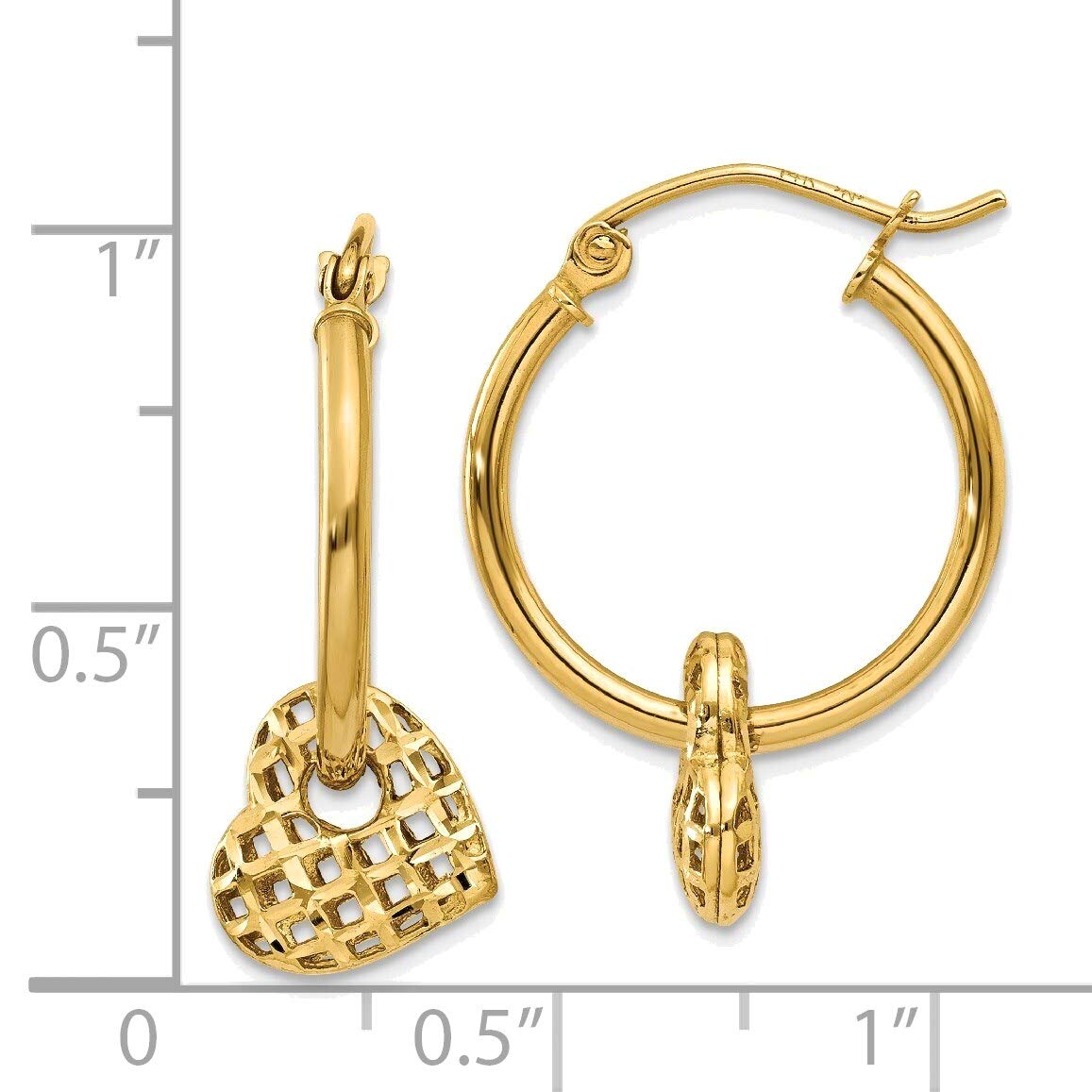 14K Yellow Gold Heart Hoop Earrings - Adjustable & Dainty Romantic Jewelry for Valentine's Day, Anniversary Gifts & Everyday Wear