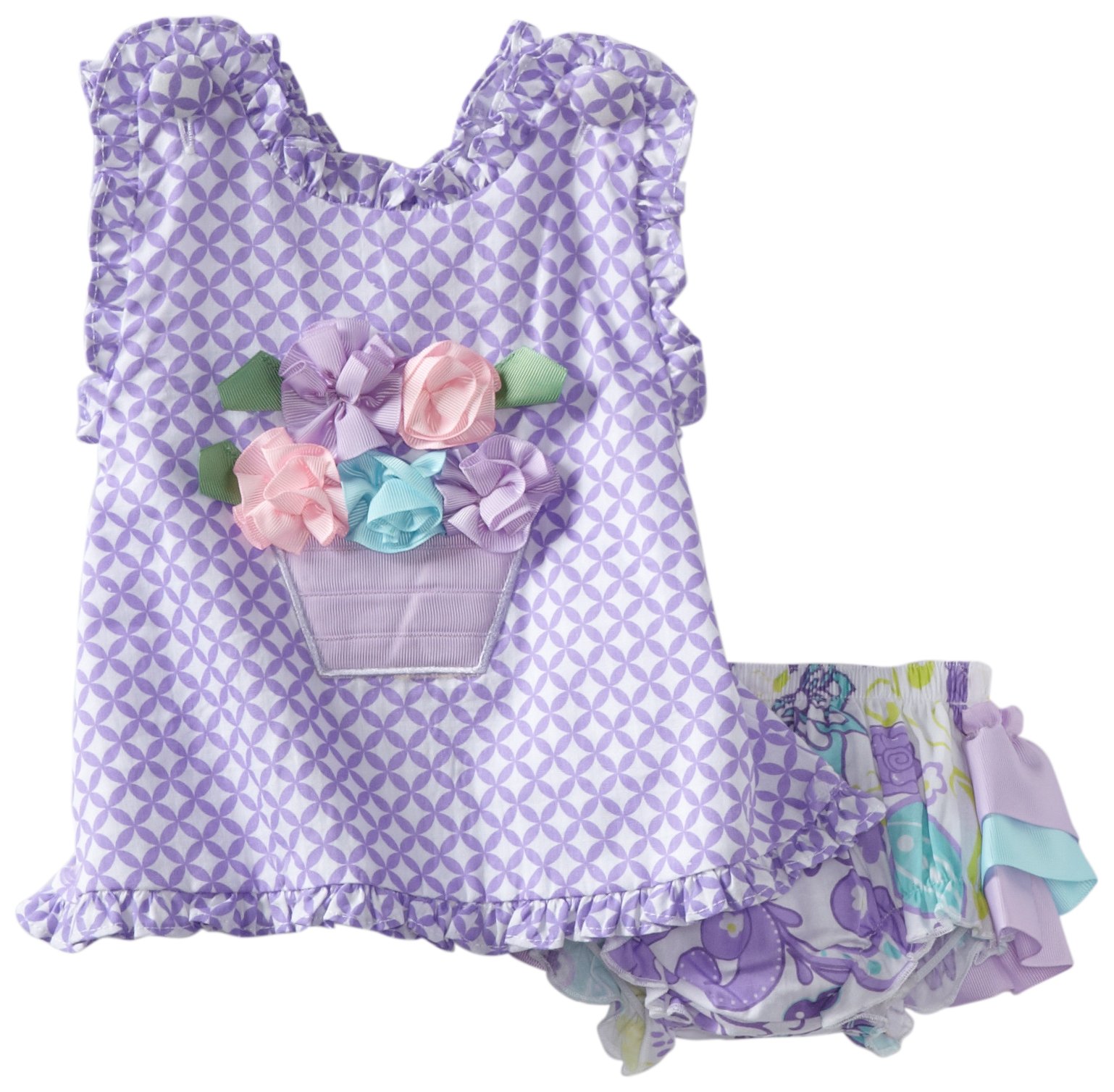 Mud Pie Baby Buds Pinafore and Bloomer Set for Girls - Cute Outfit for Special Occasions, Photo Shoots & Playdates