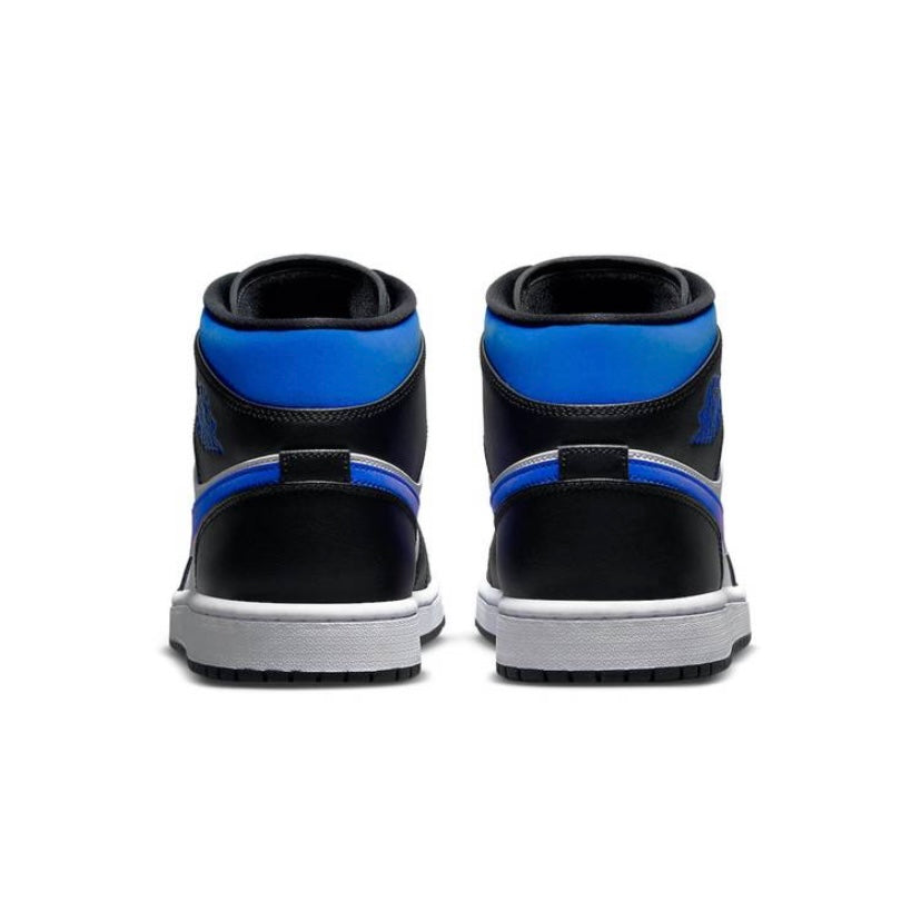 Air Jordan 1 Mid Sneakers - White, Racer Blue & Black Basketball Shoes for Men | Comfortable Athletic Shoes for Casual Wear, Street Style & Basketball Games