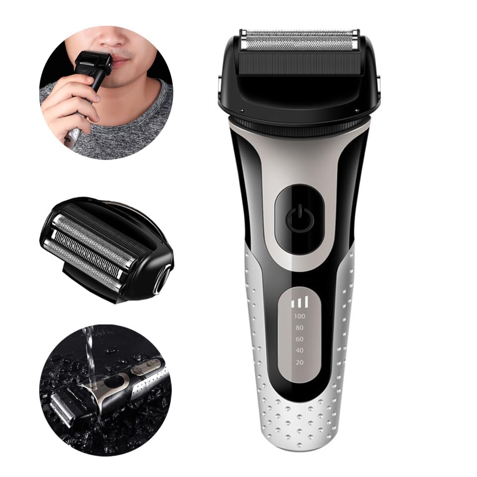 Premium Electric Razor for Men - USB Rechargeable Cordless Shaver with Precision Trimmer for Face & Beard Grooming - Ideal for Travel, Home & Office Use