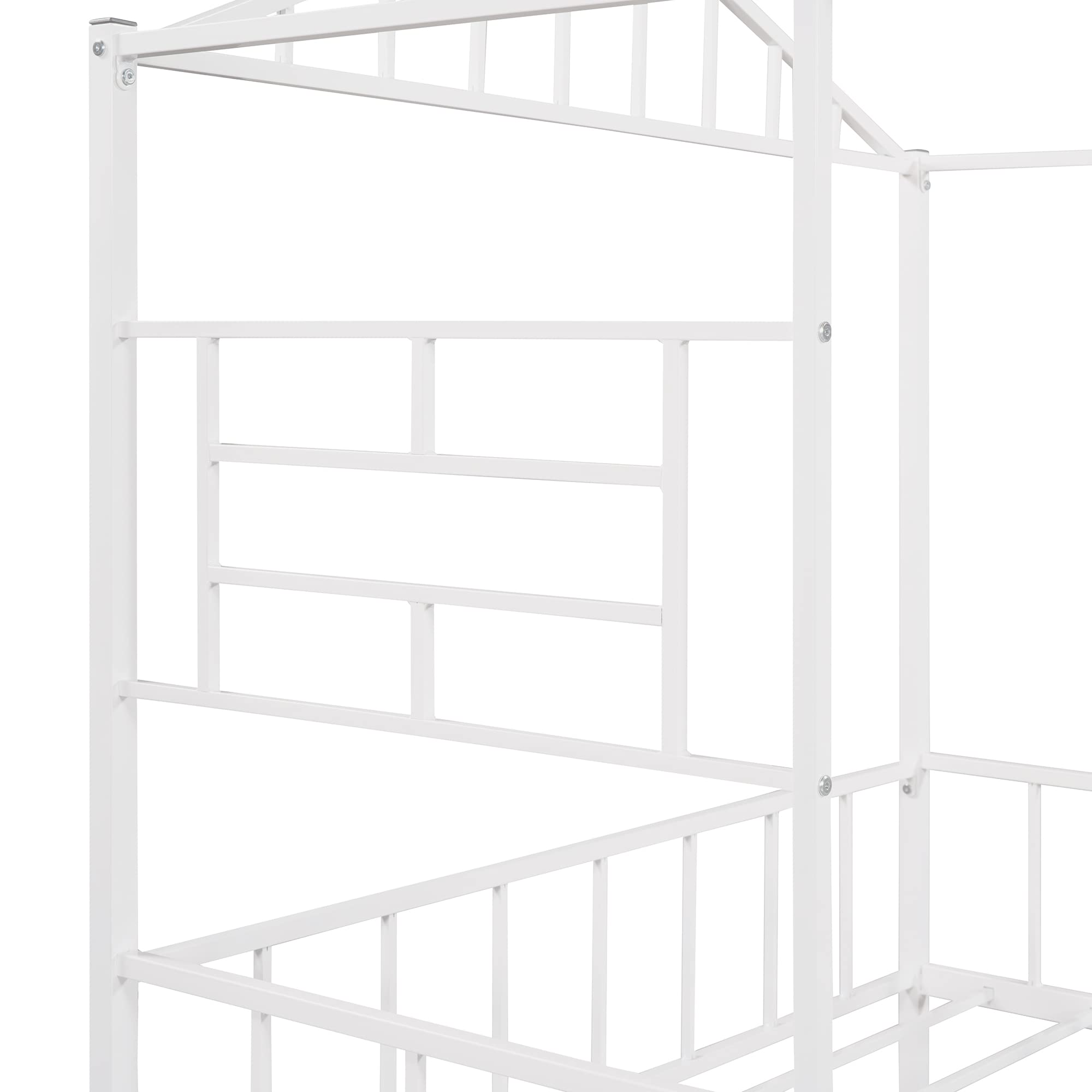 Bellemave Full Size Kids Metal Platform Bed Frame - No Box Spring Needed - Sturdy House Design for Boys & Girls (White) - Perfect for Bedrooms, Playrooms & Sleepovers