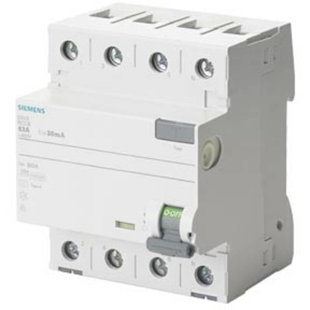 Siemens Sentron Type-F 40A 3P+N 30mA 400V Residual Current Circuit Breaker (RCCB) - 4 Modules for Industrial & Commercial Electrical Safety