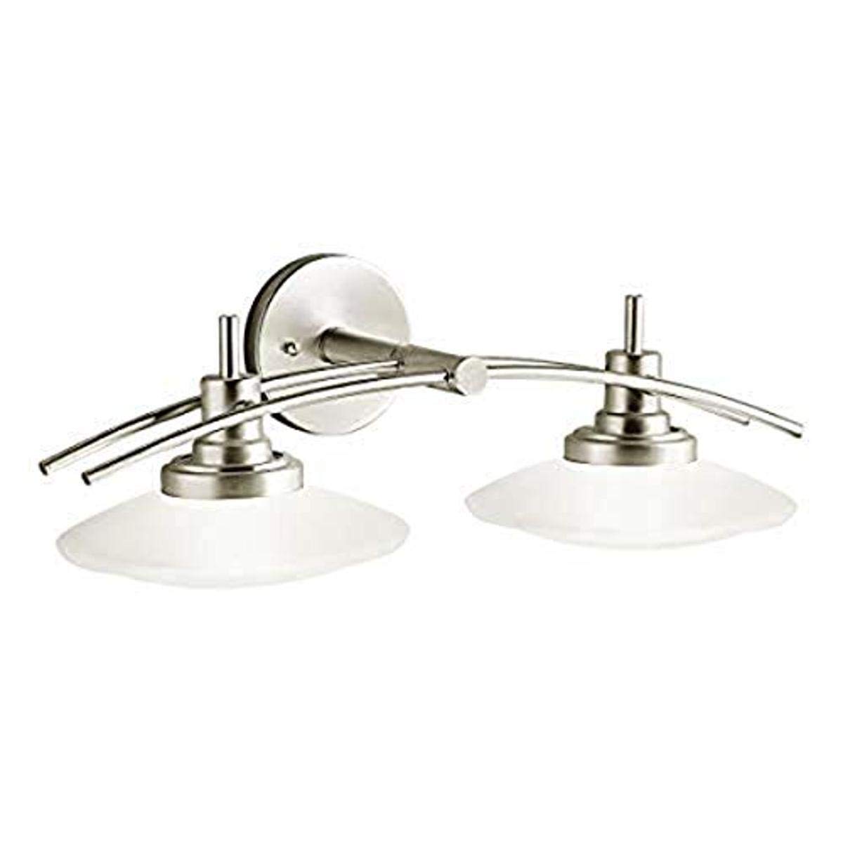 Kichler Structures 21-Inch 2-Light Brushed Nickel Vanity Light - Silver Finish Bathroom Sconce for Mirror Lighting & Modern Decor