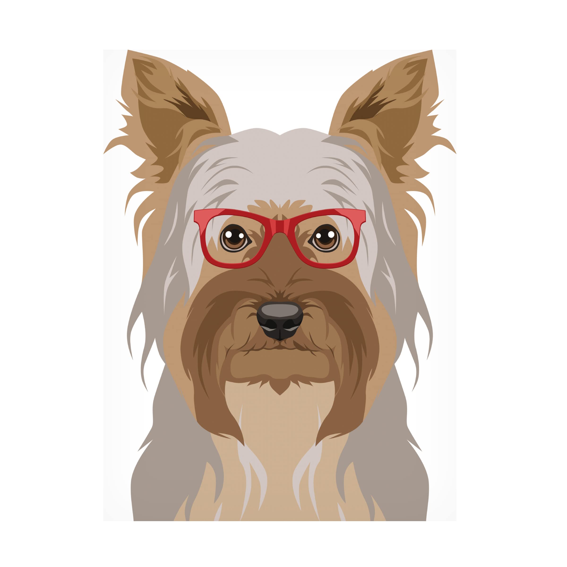Trademark Fine Art 'Yorkshire Terrier Wearing Hipster Glasses 2' Canvas Wall Art Print by Furbaby Affiliates - Perfect for Pet Lovers' Home Decor, Office & Gift Giving