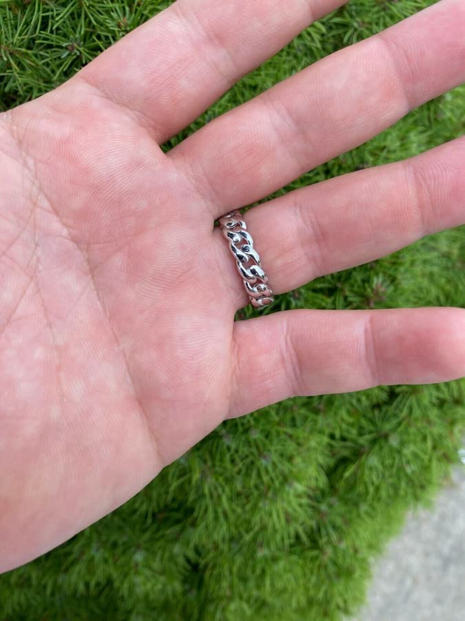 HarlemBling 925 Sterling Silver Cuban Link Ring for Men & Women - Wedding Band, Pinky or Any Finger - Real Solid Silver Jewelry - Perfect for Gifts, Parties & Everyday Wear