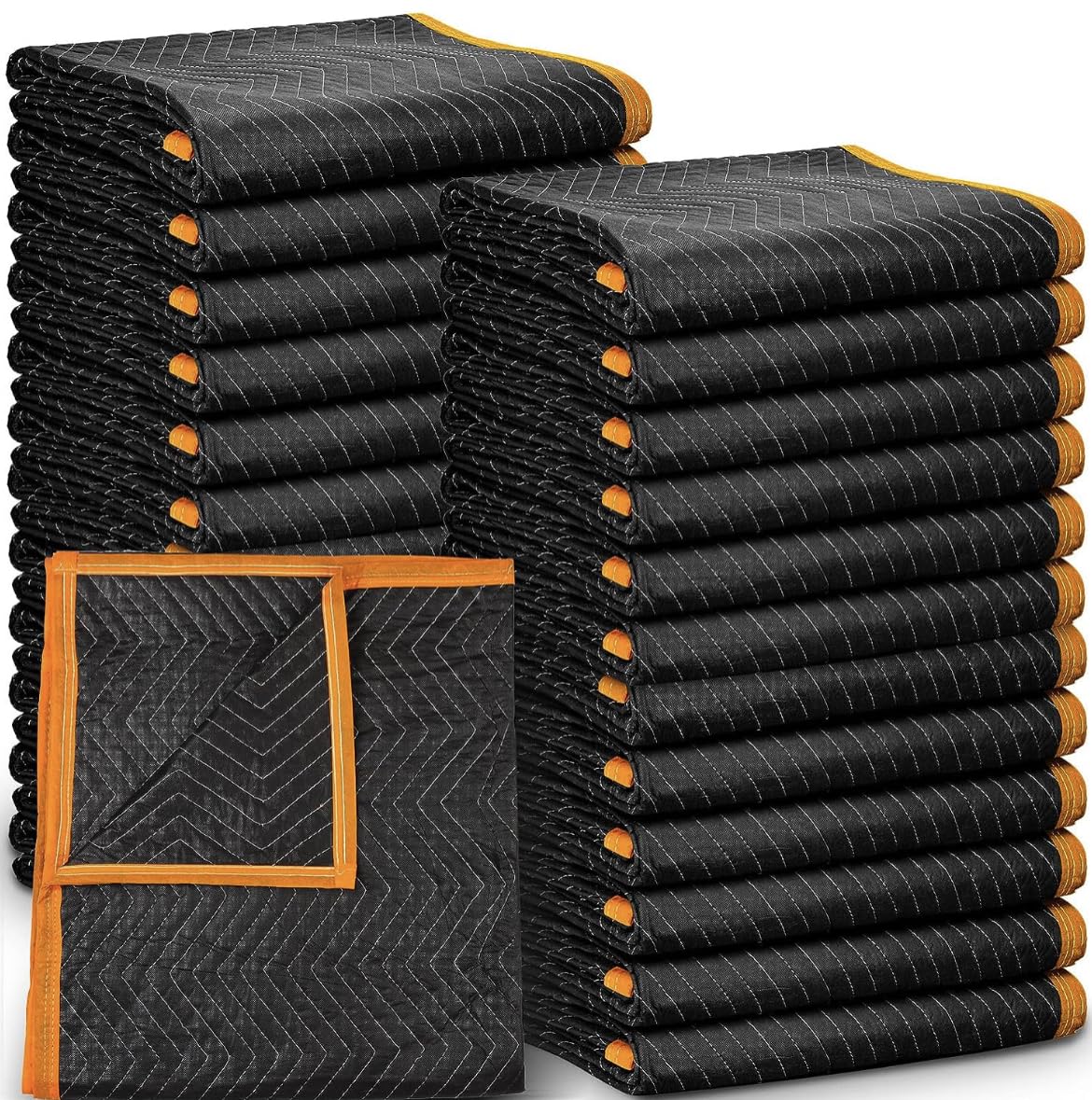 Simpli-Magic Heavy Duty Padded Moving Blankets (24 Pack) - Black/Orange - Furniture Protection Blankets for Moving, Packing & Storage | Durable Moving Supplies for Home & Office