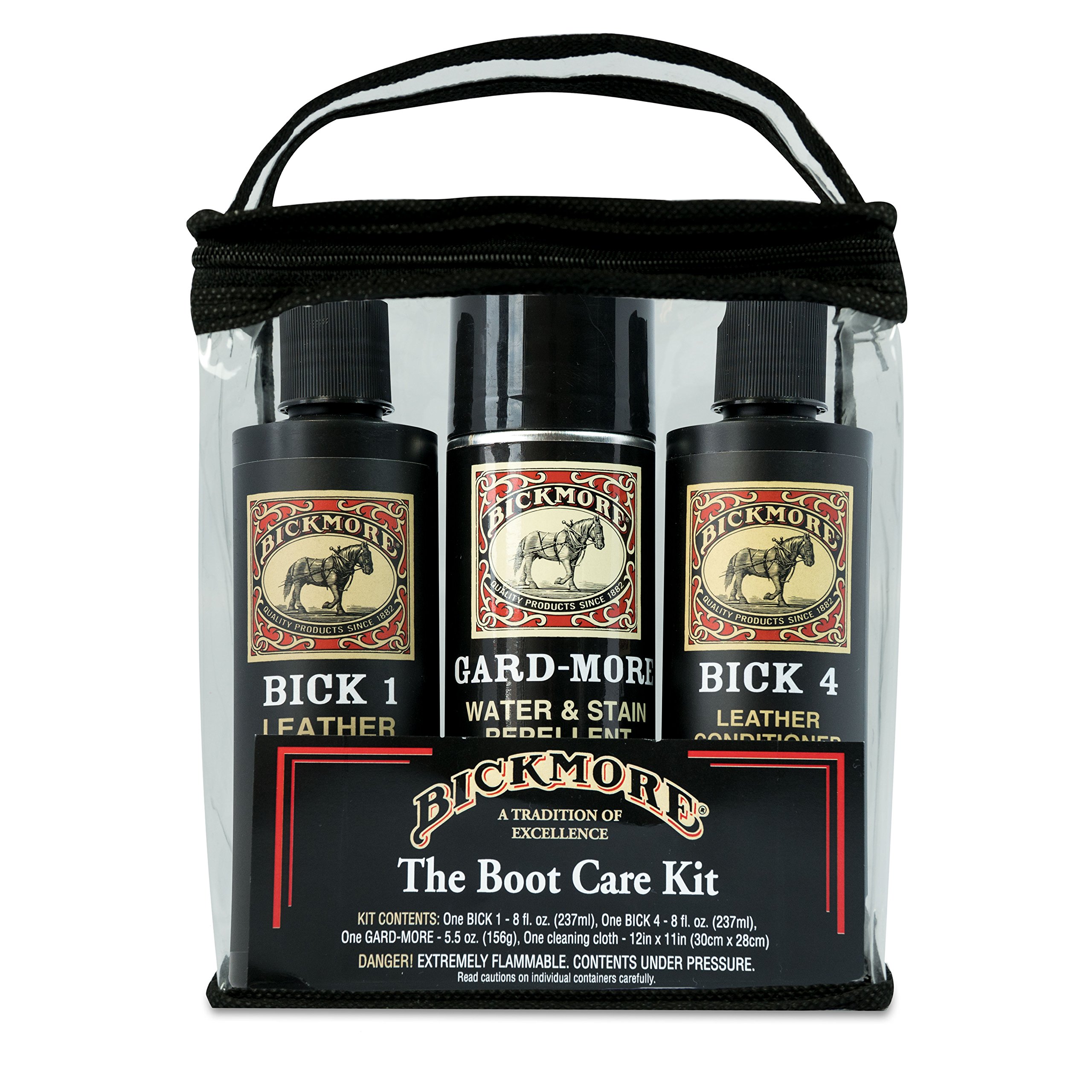 Premium Leather Care Kit - Bick 1 Cleaner, Bick 4 Conditioner & Gard-More Protector - Boot, Shoe & Bag Maintenance Set for Cleaning, Softening & Protecting Leather Goods | Ideal for Boots, Shoes, Handbags, Jackets & Leather Accessories | Perfect for Daily Care & Long-Term Leather Preservation