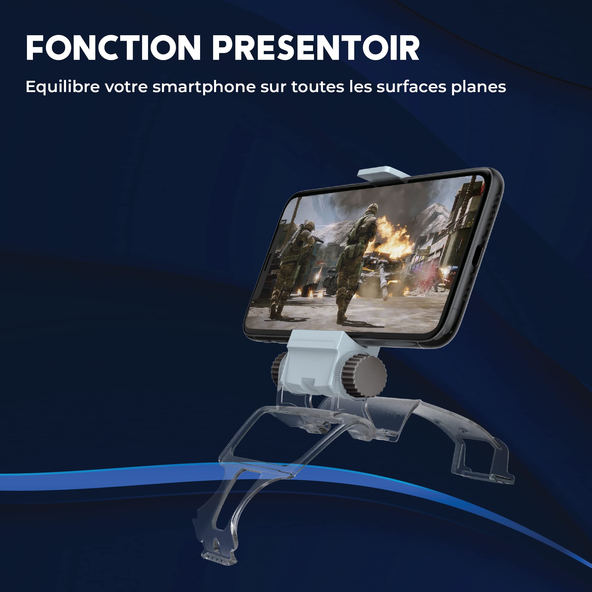 DR1TECH GameGrip5+ Phone Controller Grip for PS5 Dualsense - Universal Smartphone Clip Compatible with iPhone & Android Devices (Controller Not Included) - Perfect for Mobile Gaming, Streaming & Cloud Gaming Sessions