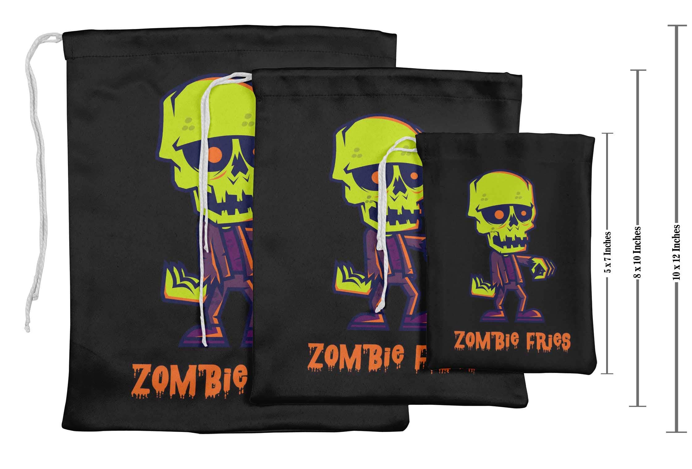 Black Zombie Fries Halloween Party Favor Bags - 15 Pack of Spooky Treat Pouches for Trick or Treat, Classroom Prizes & Costume Party Favors