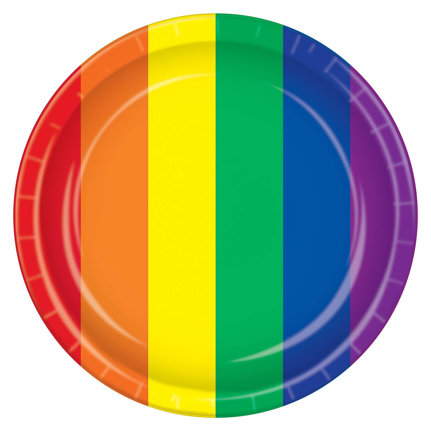 Beistle 9-Inch Rainbow Stripe Round Paper Plates - 8 Pack for Birthday Parties, Baby Showers & Festive Celebrations