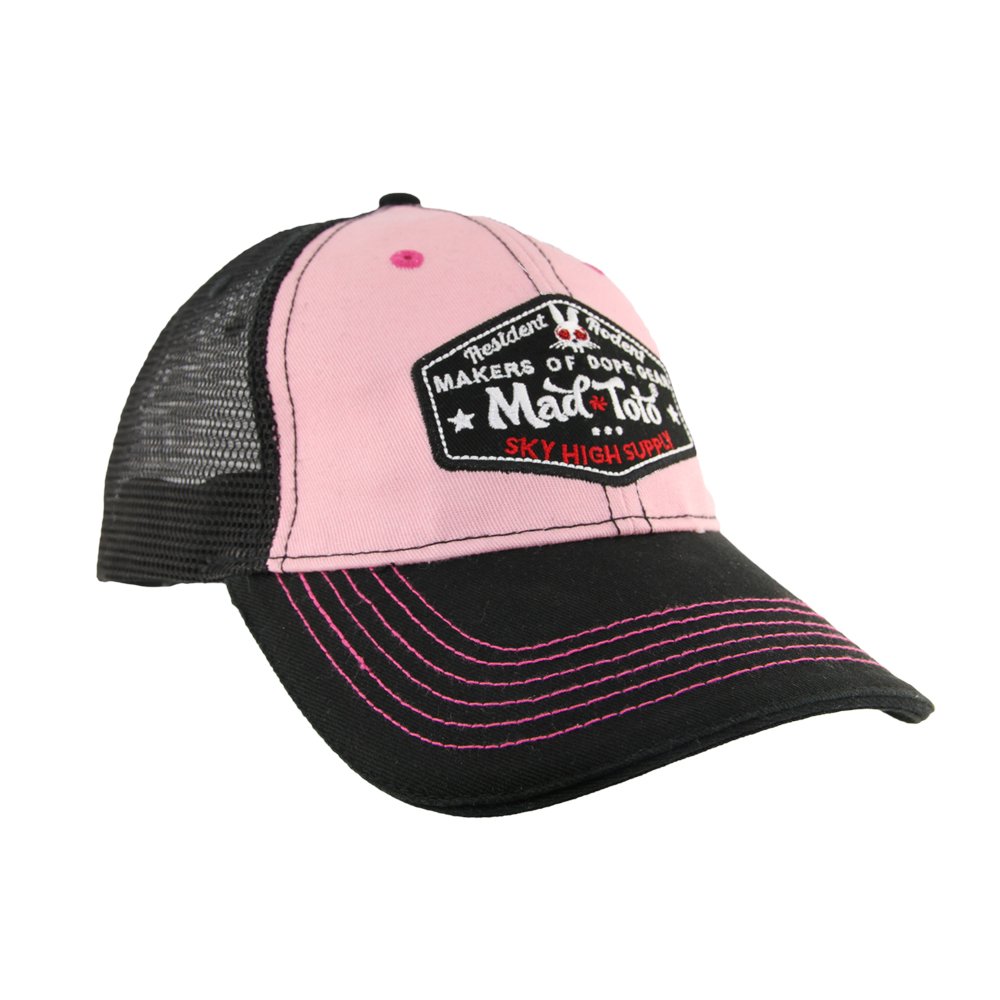 Trendy Pink & Black Trucker Hat for Men & Women - Adjustable Snapback Cap for Outdoor, Sports, and Casual Wear