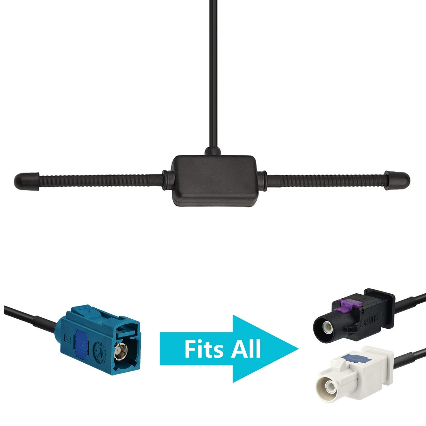 Bingfu Universal Car Stereo AM FM Dipole Antenna - Hidden Adhesive Mount Radio Antenna for VW, BMW, Mercedes - Improved Reception for Car Audio & Media Head Units - Perfect for SUVs and Vehicles