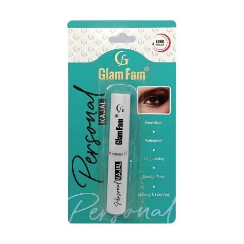 GLAM FAM Long-Lasting Waterproof Kajal Eyeliner & Mascara Set - Super Black, Smudge-Proof (3-Pack) for Dramatic Eye Makeup & Everyday Wear