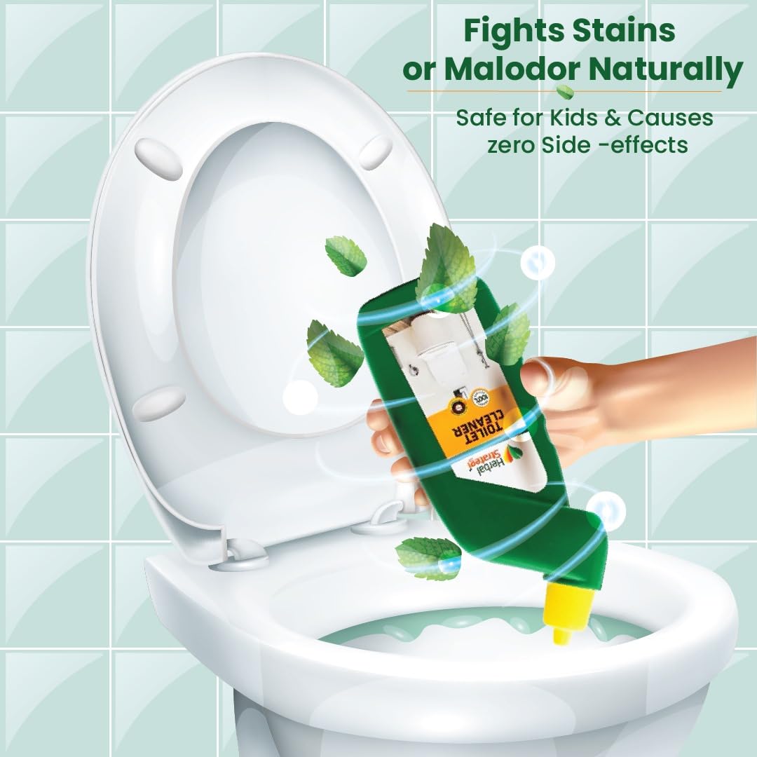 Herbal Strategi Just Mop Herbal Toilet Cleaner Liquid - 500ml Lemon Oil Formula | Natural Bathroom Cleaner for Stains & Odor Removal | Perfect for Homes, Hotels & Restrooms