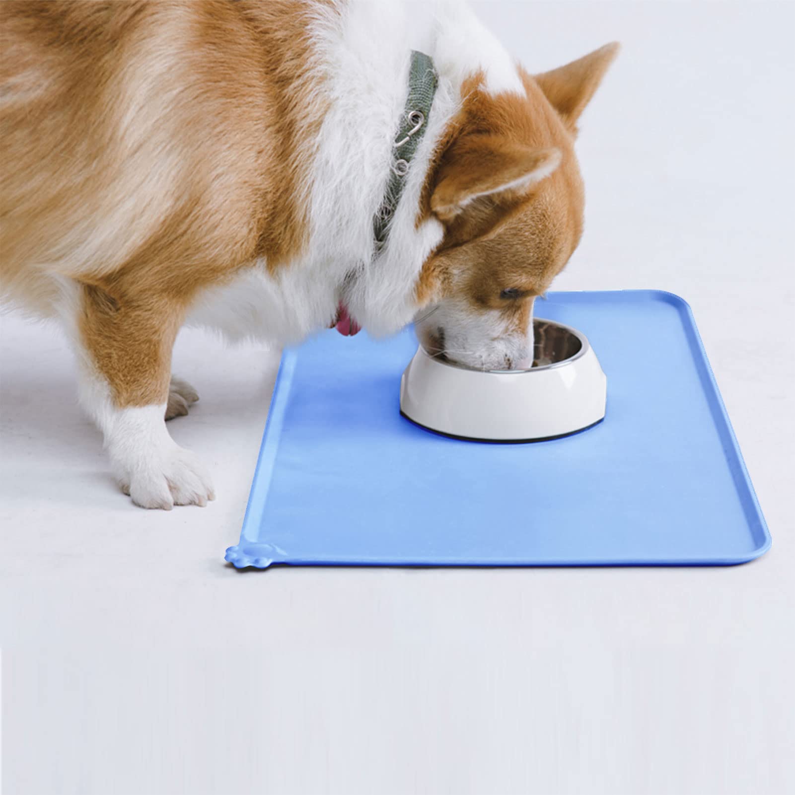 **AUDWUD Non-Slip Silicone Pet Feeding Mat - Waterproof Dog Bowl Pad for Food & Water - Perfect for Messy Eaters & Spill Prevention in Kitchen or Outdoor Use**