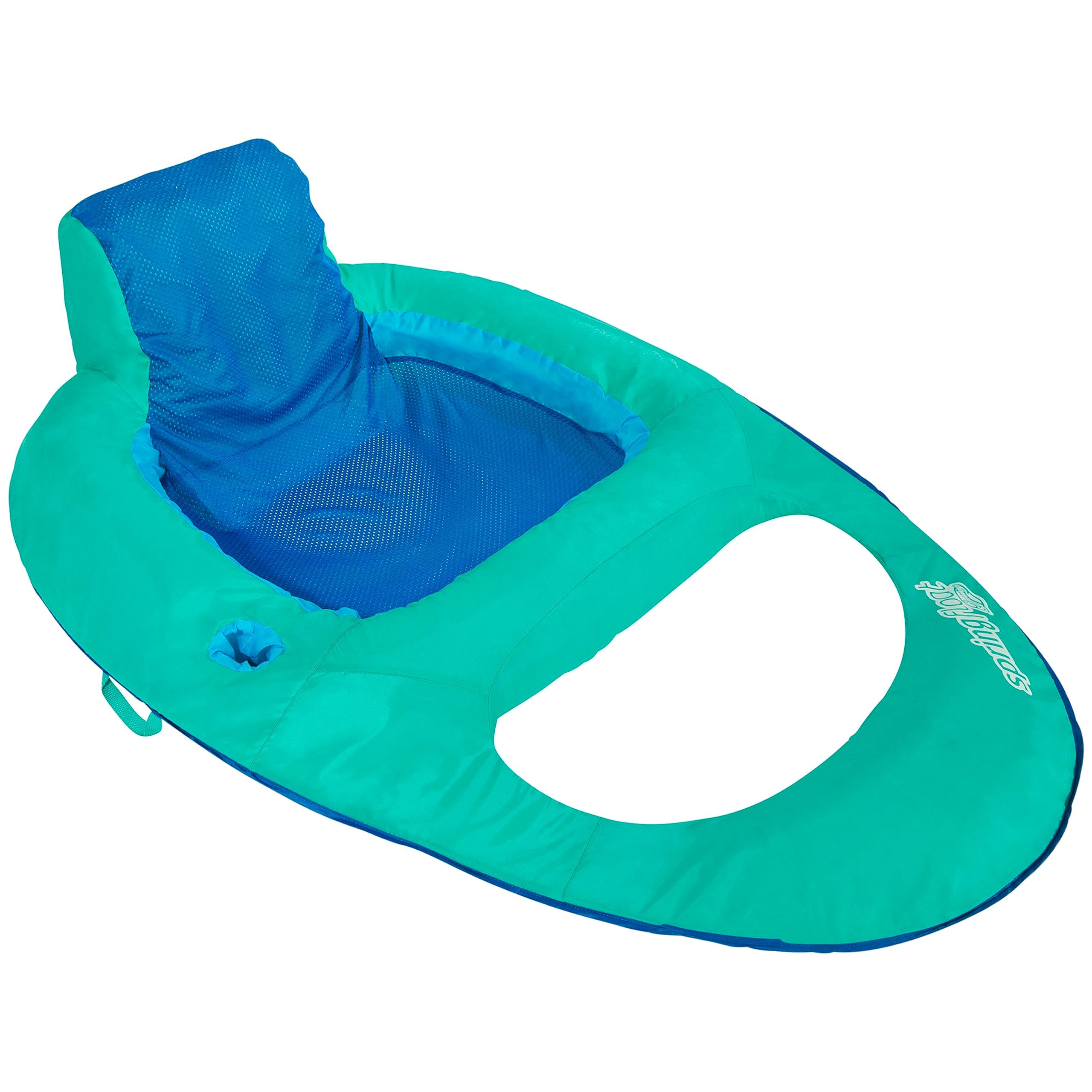 SwimWays Spring Float Reclining Pool Lounge Chair - Quick Inflatable Floating Lounger for Adults with Cup Holder & Footrest - Ages 15+ (Aquamarine) - Perfect for Relaxing by the Pool, Lake or Beach