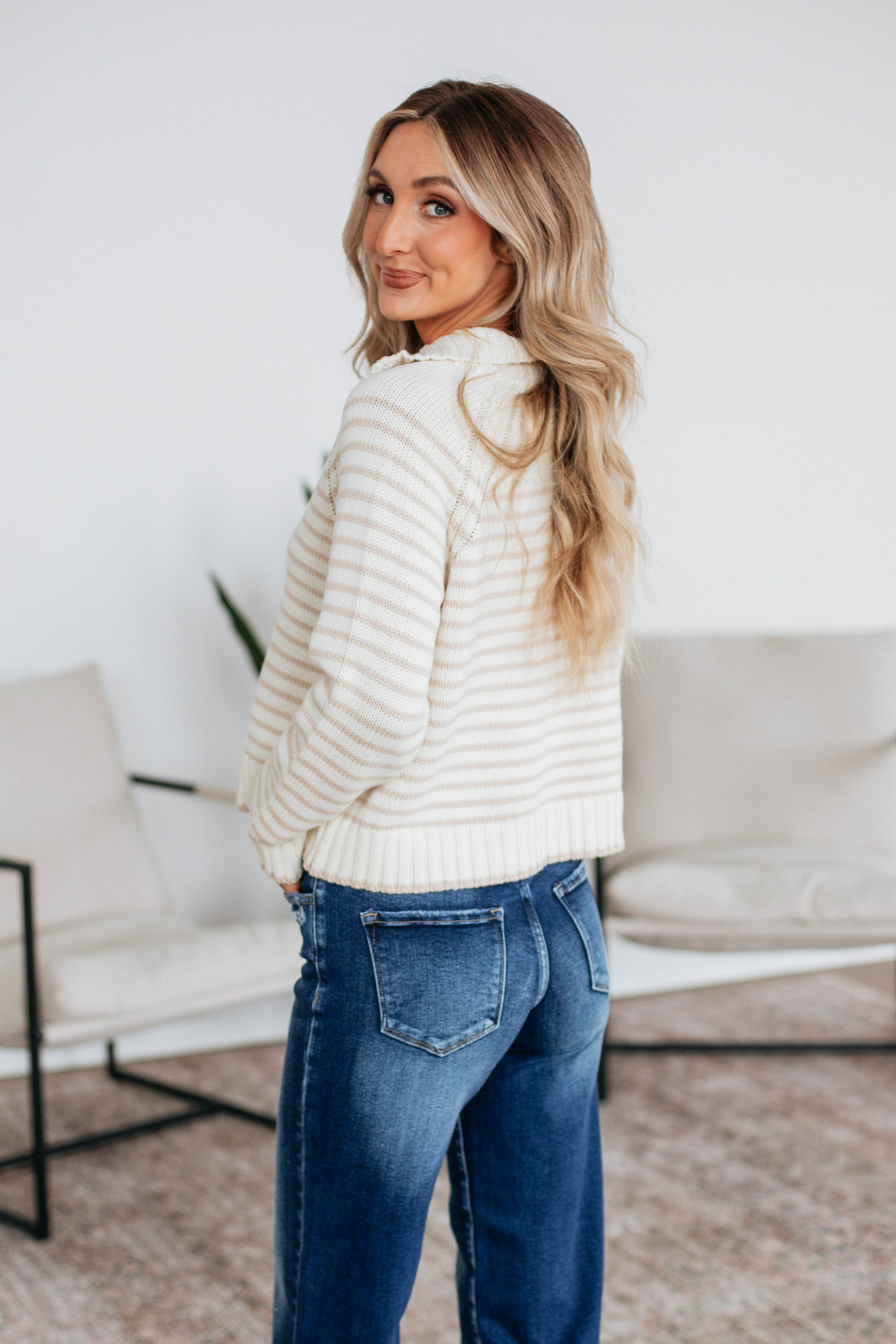 Frannie Striped Pullover Sweater for Women - Soft & Cozy Knit Top - Casual Fall & Winter Fashion - Perfect for Layering, Office Wear & Weekend Outfits