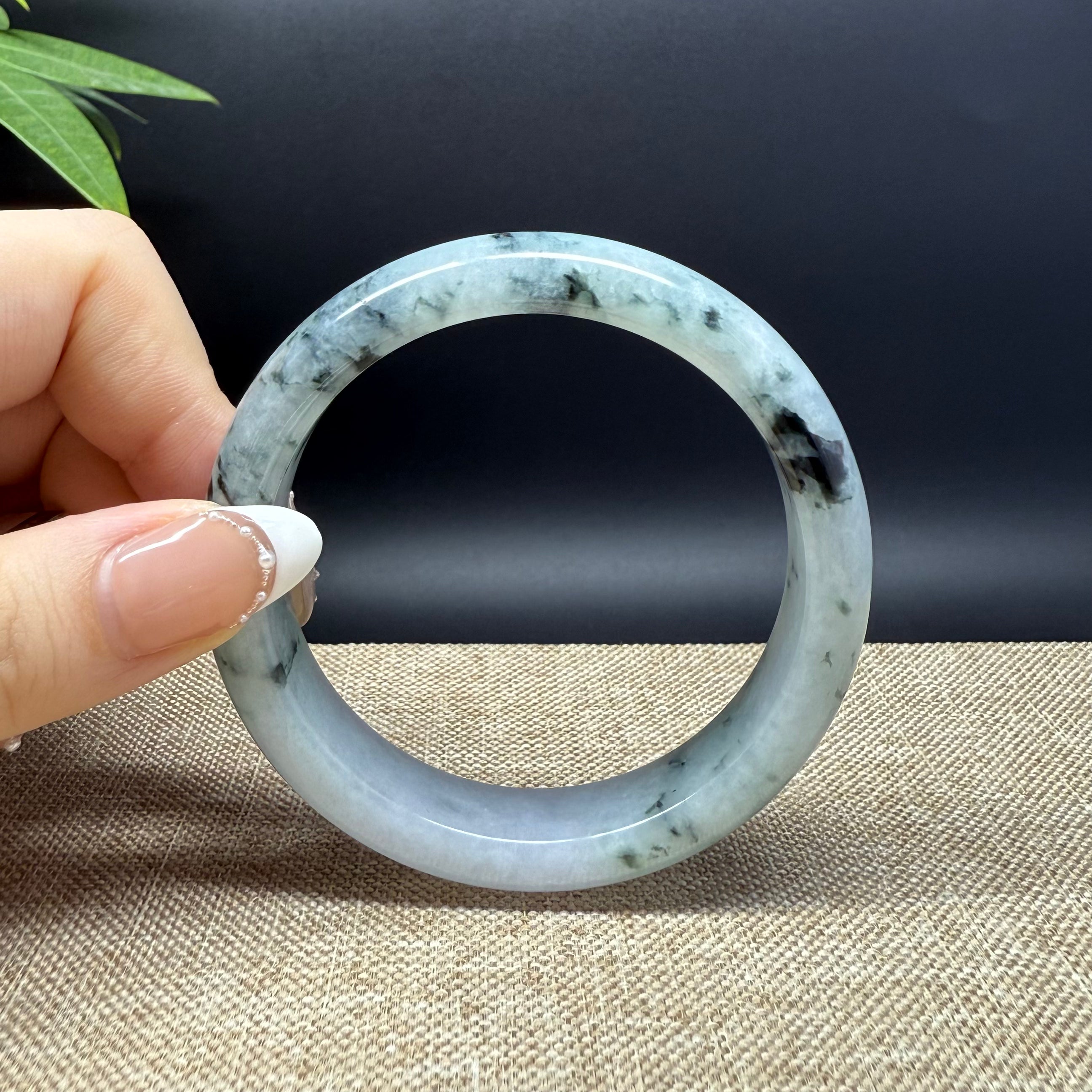 Authentic Burmese Green Jadeite Bangle Bracelet - 57.6mm Handmade Natural Jade Jewelry for Women, Luxury Gift for Special Occasions & Meditation Accessory