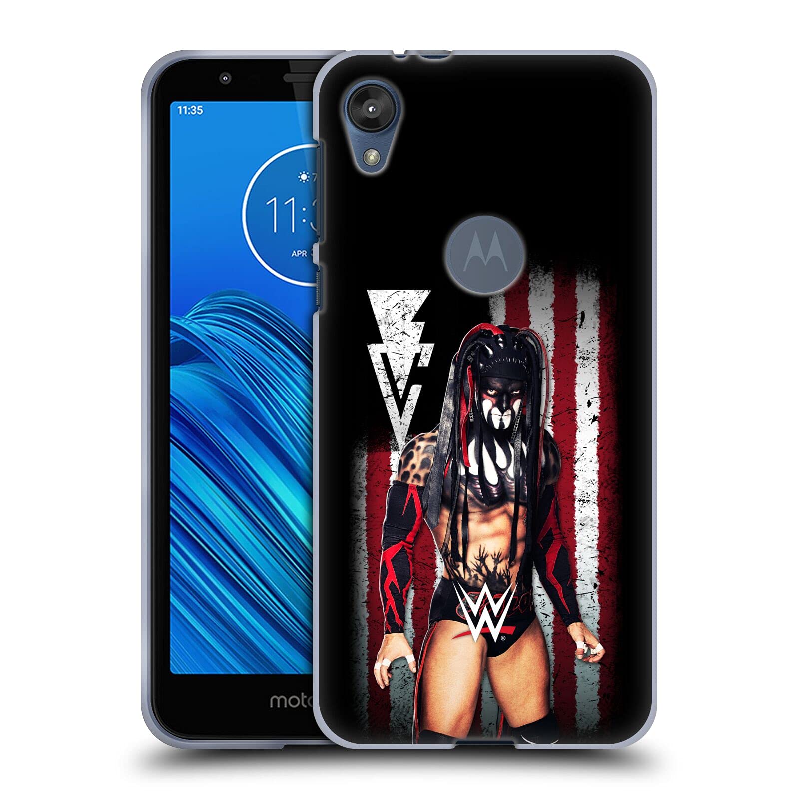 Motorola Moto E6 Case - WWE Finn Bálor American Flag Superstars Soft Gel Phone Cover by Head Case Designs | Perfect for Wrestling Fans & Daily Protection