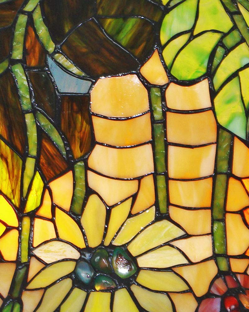 Tiffany Style Sunflower Stained Glass Table Lamp - 14 Inch Wide 2-Light Zinc Alloy Antique Base Handmade Decor for Dining Room, Living Room, Bedroom & Study | Perfect for Bedside, Dresser & Home Office Lighting