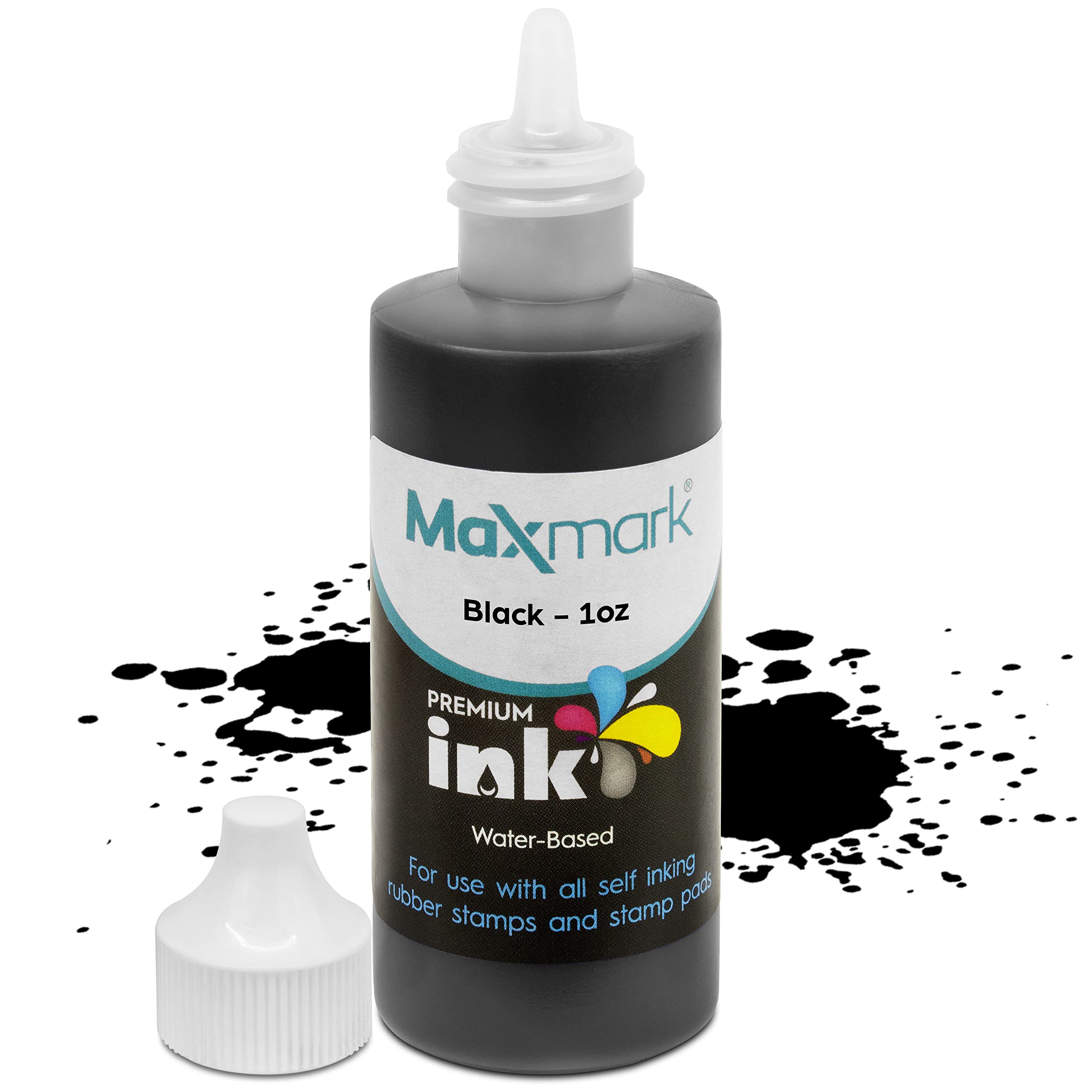 Premium Black Refill Ink for Self-Inking Stamps - 1oz for Office & Crafting