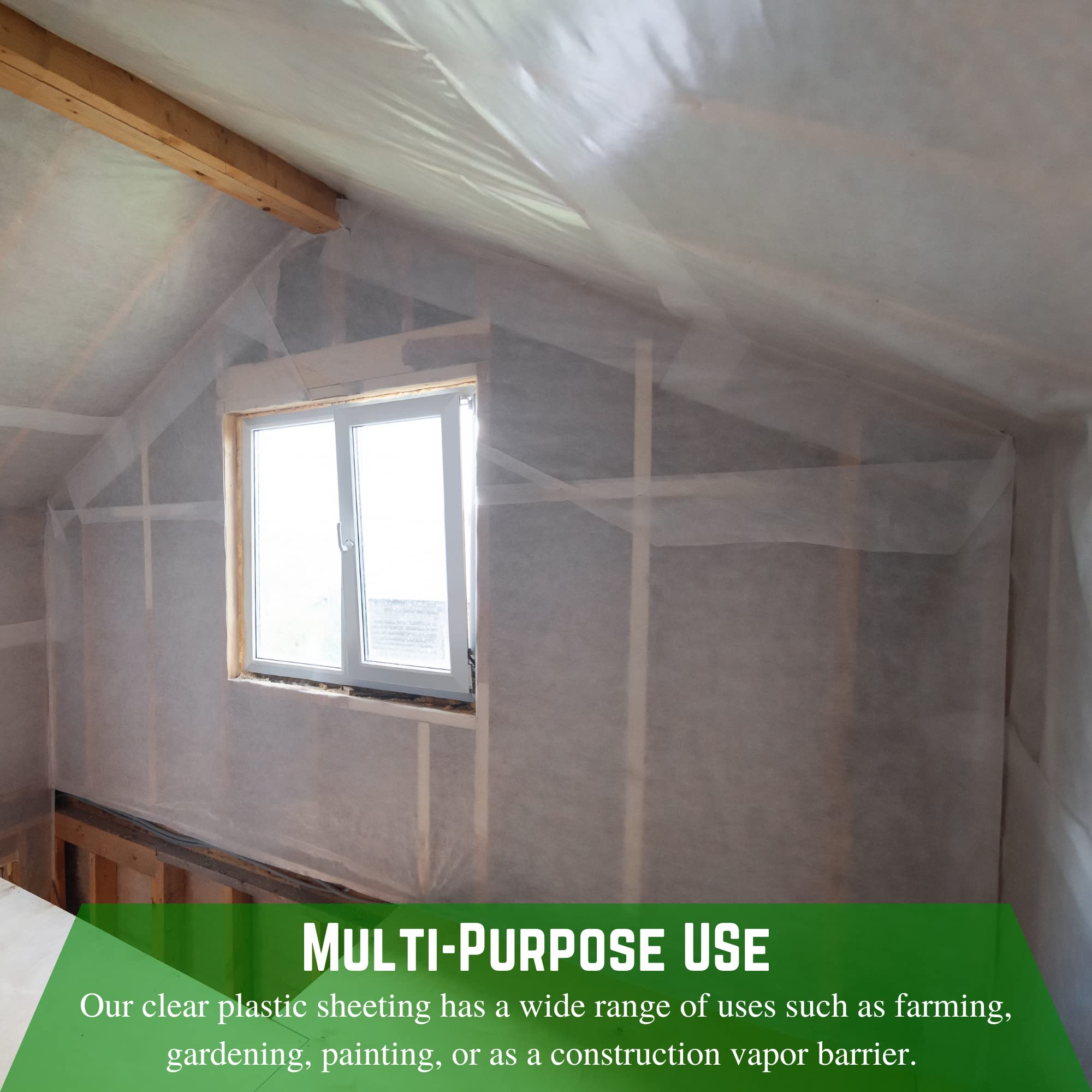 6 Mil Clear Plastic Sheeting 40' x 50' - Heavy Duty Polyethylene Film for Crawl Space Vapor Barrier, Construction Drop Cloth, Greenhouse Cover & DIY Projects - Farm Plastic Supply