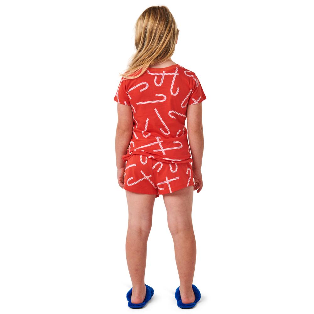 Candy Cane Print Short Sleeve Top and Bottom Pajama Set - Christmas Holiday Family Matching Sleepwear for Women & Kids