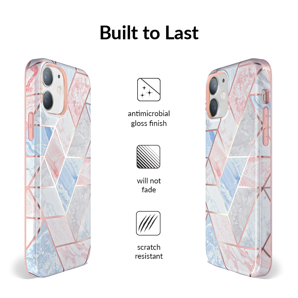 Stylish Geometric Marble Pattern iPhone Case - Durable Protective Cover for iPhone 13/12/11/X - Perfect for Everyday Use, Travel & Fashion Accessories