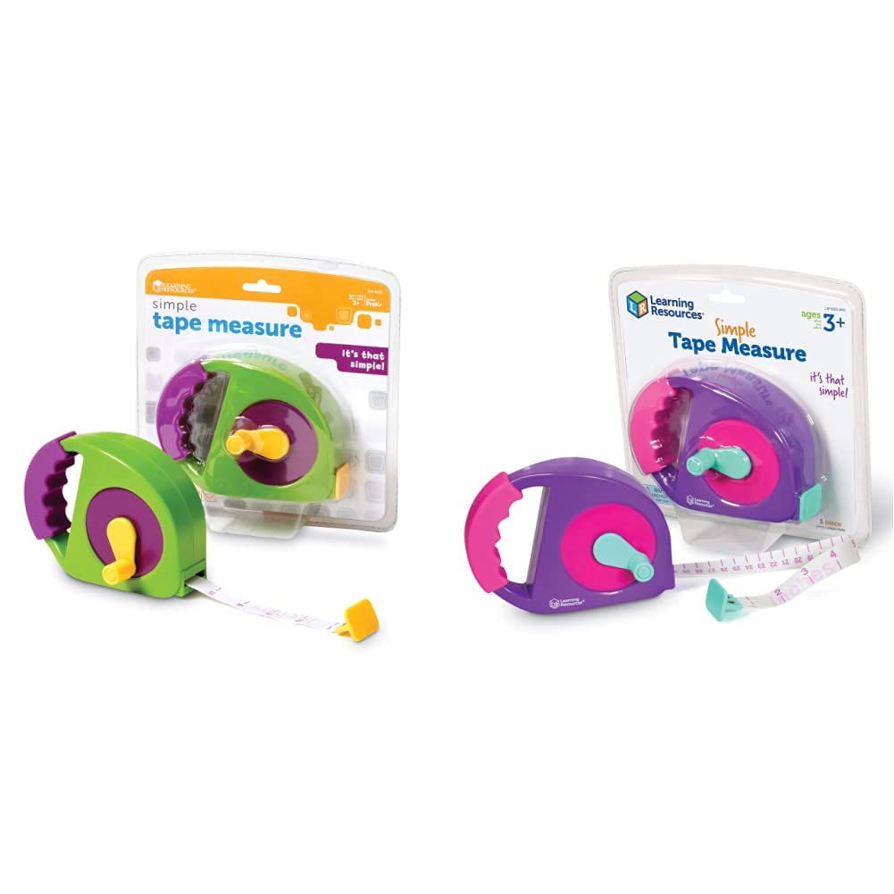 Learning Resources Simple Tape Measure for Kids - 4 Feet Retractable Measuring Tape, Construction Toy for Ages 3+, Purple (Ideal for STEM Learning, Pretend Play & Early Math Skills)