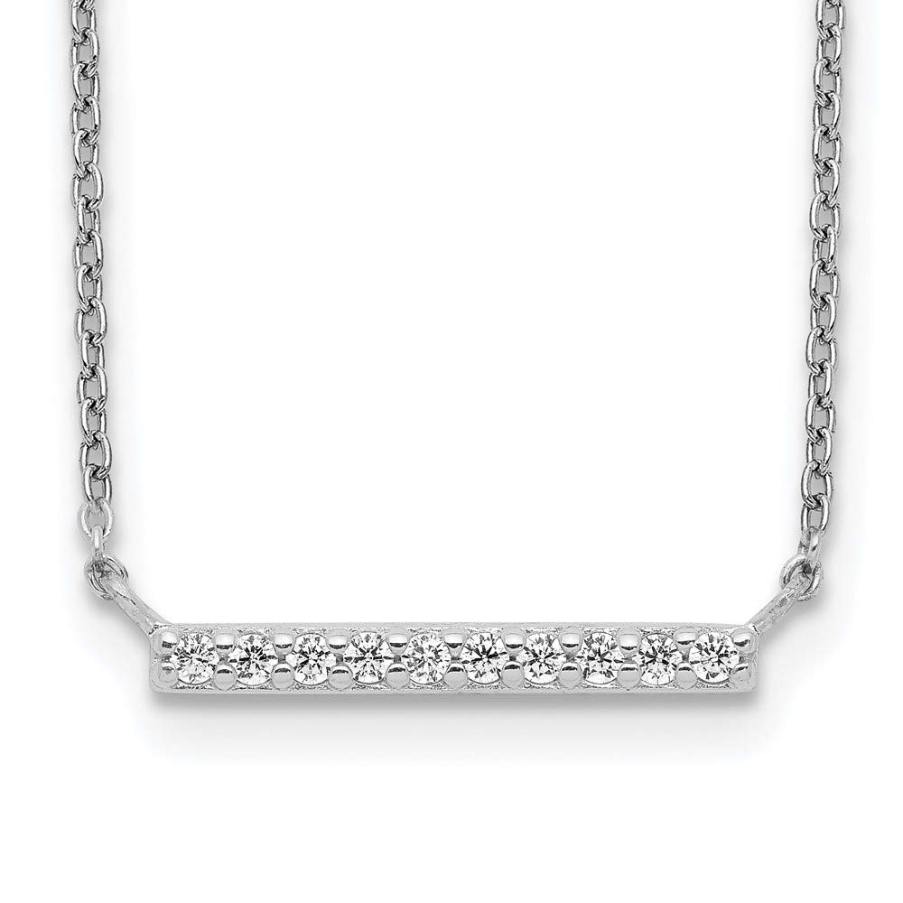 925 Sterling Silver Cubic Zirconia Bar Necklace for Women - Elegant Minimalist Pendant Jewelry Gift for Her, 16
