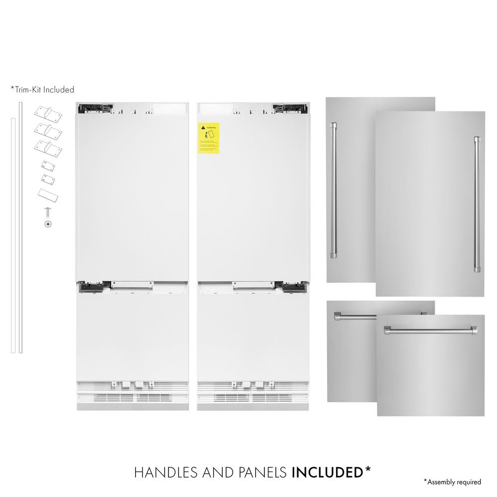 ZLINE 60 Inch 32.2 Cu Ft French Door Built-In Bottom Freezer Refrigerator with Water Dispenser & Ice Maker - Stainless Steel (RBIV 304 60) - Perfect for Modern Kitchens & Open-Concept Homes
