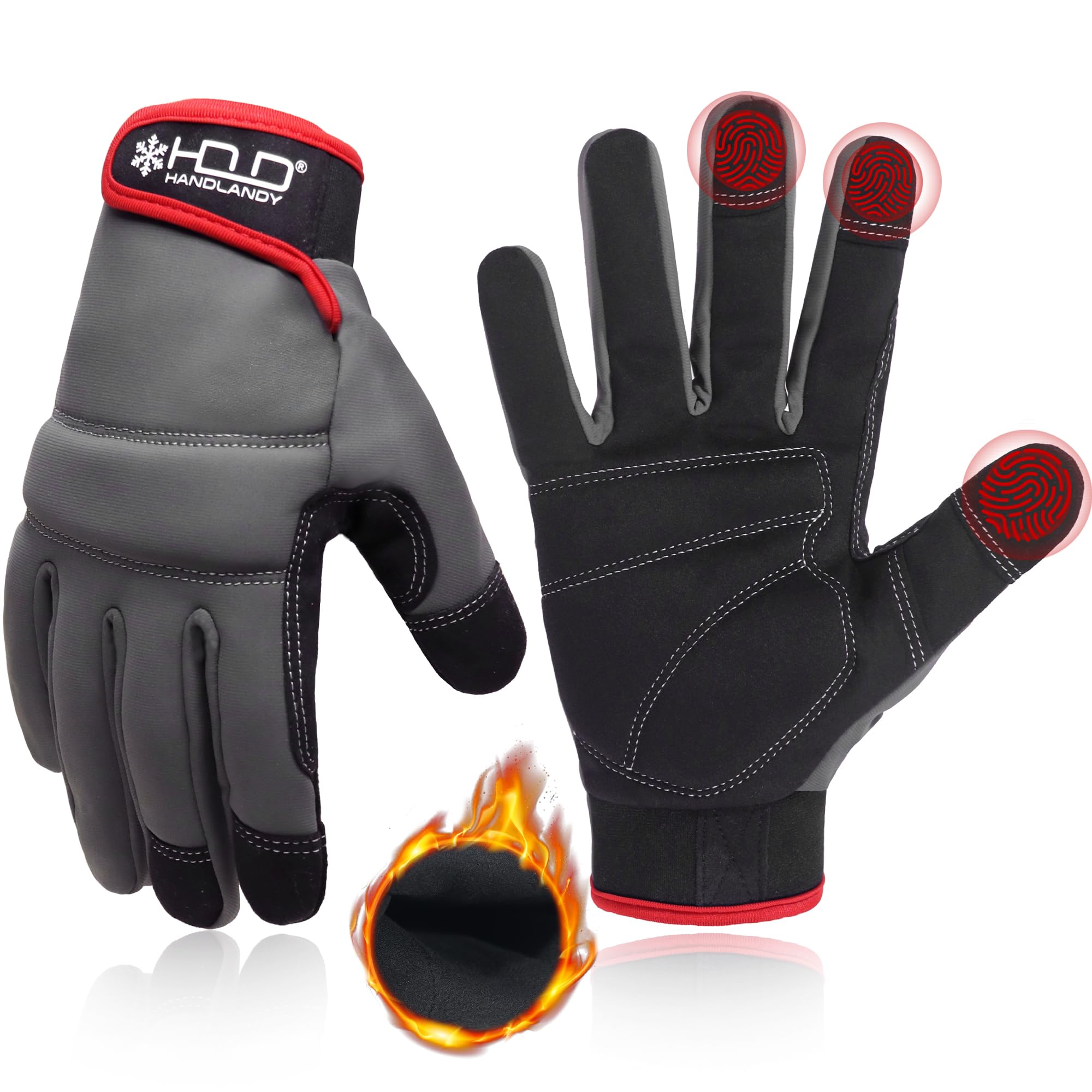 Handlandy Touch Screen Work Gloves - Mechanic & Yard Gloves for Men/Women - Durable & Flexible for Outdoor Jobs