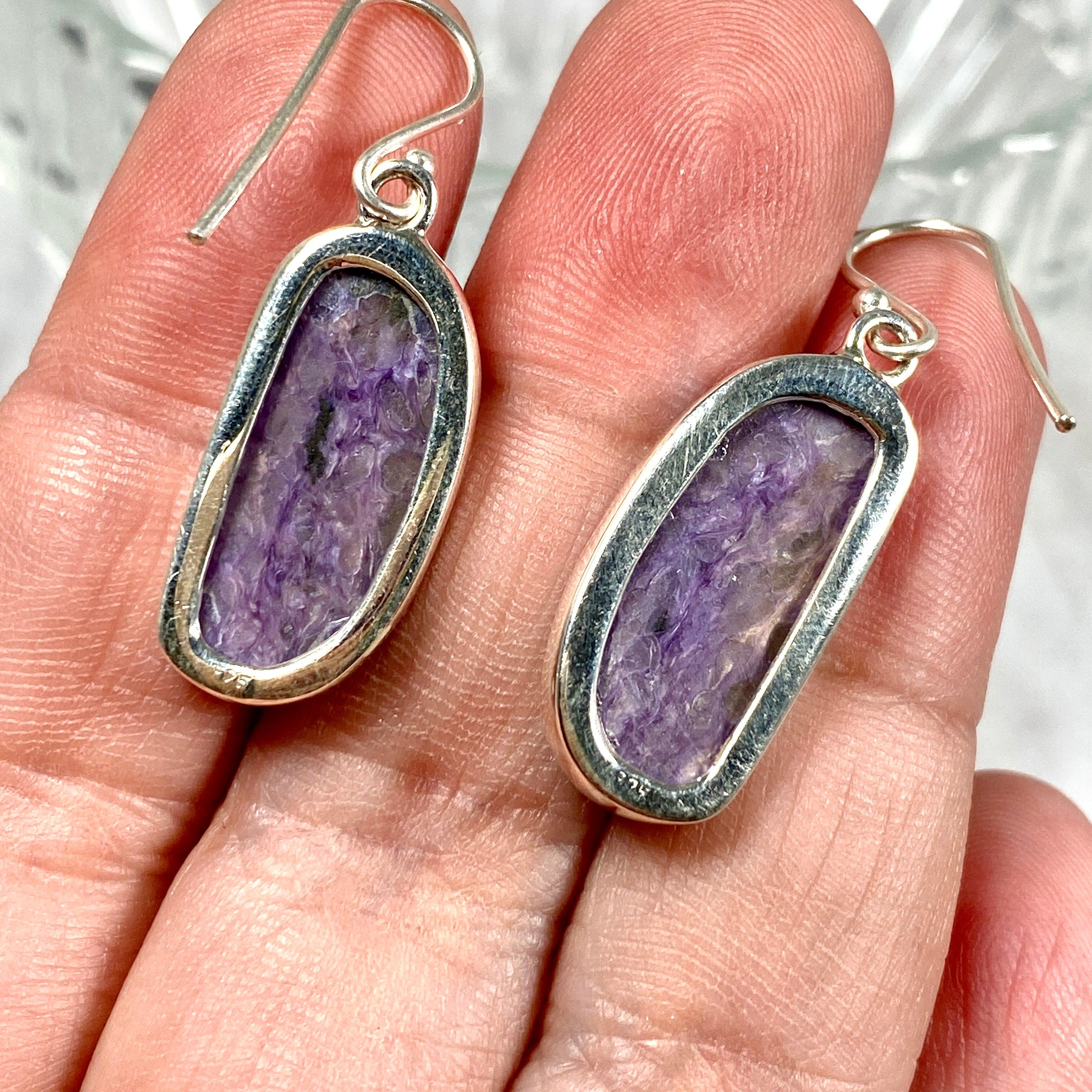 Charoite Freeform Earrings KEGJ1257 – Unique Handmade Gemstone Jewelry for Women | Perfect for Gifts, Parties & Special Occasions