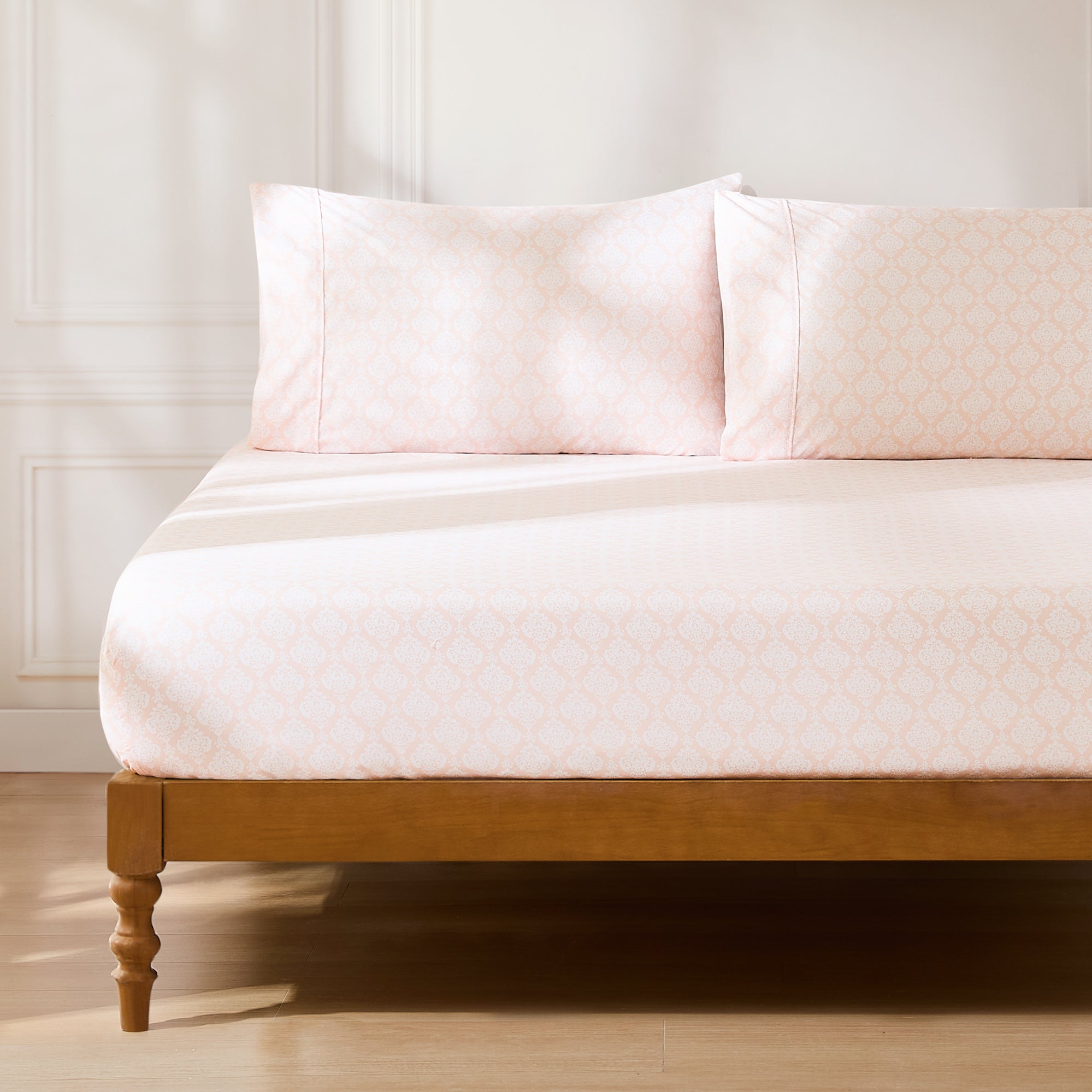 Luxury Romer Damask Sheet Set - 100% Cotton, King Size, Wrinkle-Free - Perfect for Master Bedroom, Guest Room & Hotel Use