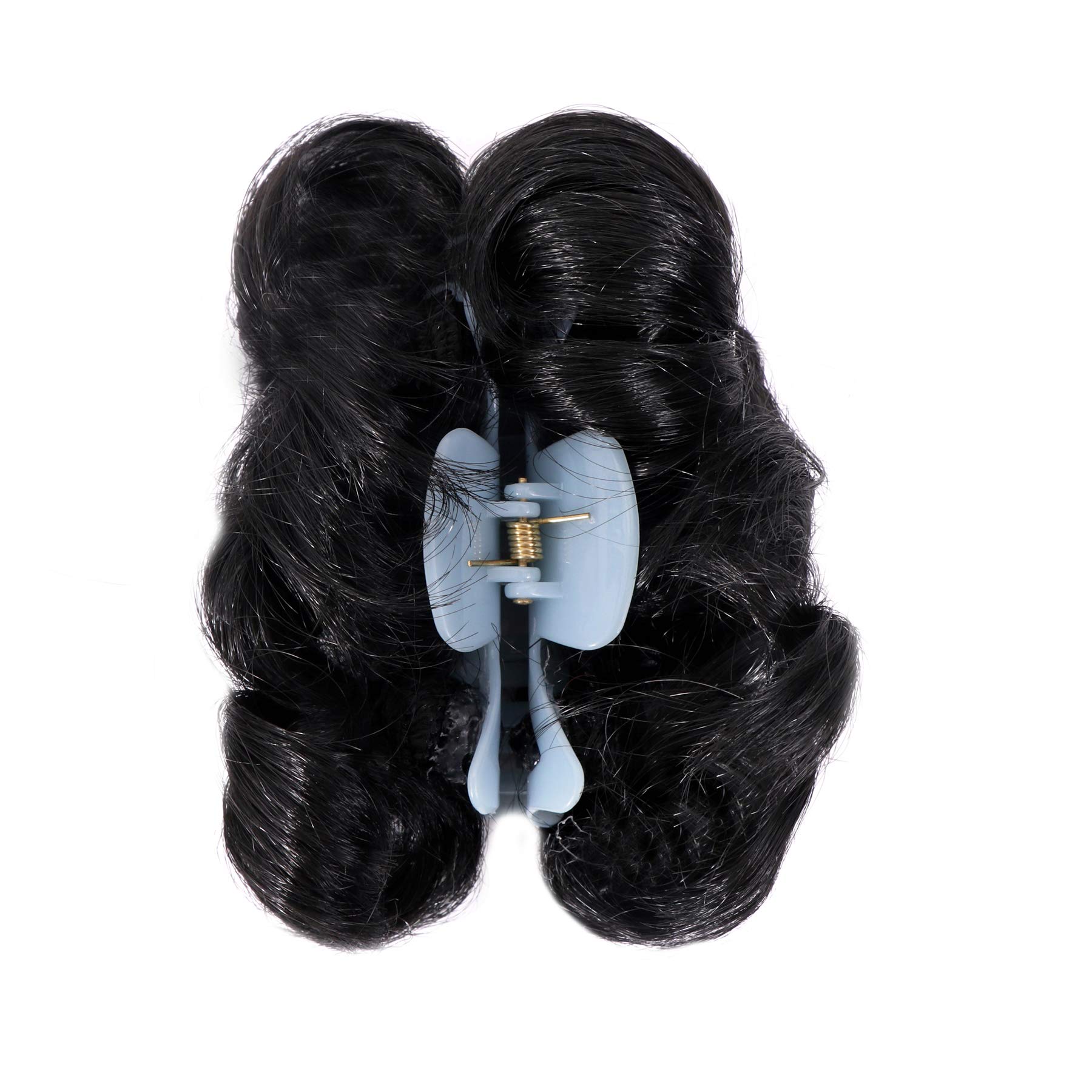NAVMAV Claw Clip for Messy Bun - Wavy Curly Hair Clip for Ponytail & Updo - Hair Extensions for Women (Black, 13