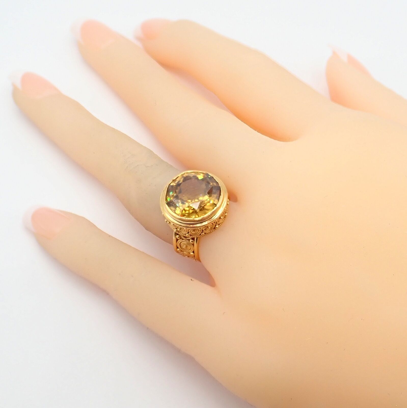 Vintage Carolyn Tyler 22k Yellow Gold Seven Seas Large Citrine Ring - Elegant Statement Jewelry for Women, Perfect for Weddings, Parties & Special Occasions