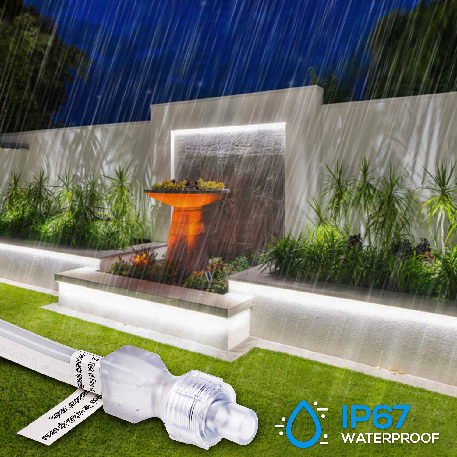 TORCHSTAR 50ft LED Neon Rope Lights - Flexible Outdoor/Indoor Waterproof IP67 Decoration (Daylight White) - UL & ETL Certified 120V Connectable Light Strip (Pack of 2, Max 150FT) - Perfect for Christmas, Halloween, Parties, Weddings & Home Decor