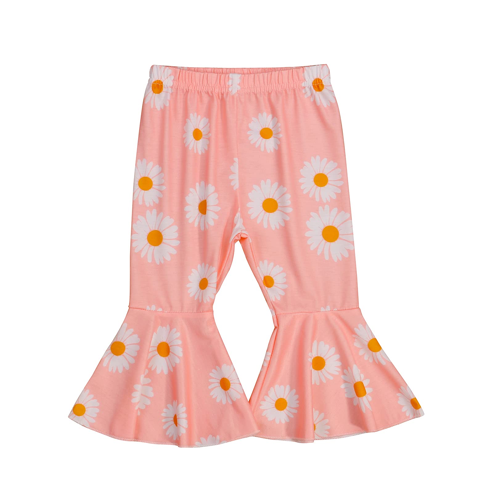 Toddler Baby Girl Bell Bottom Flare Pants with Ruffles - Soft Stretchy Long Leggings for Playtime & Photos