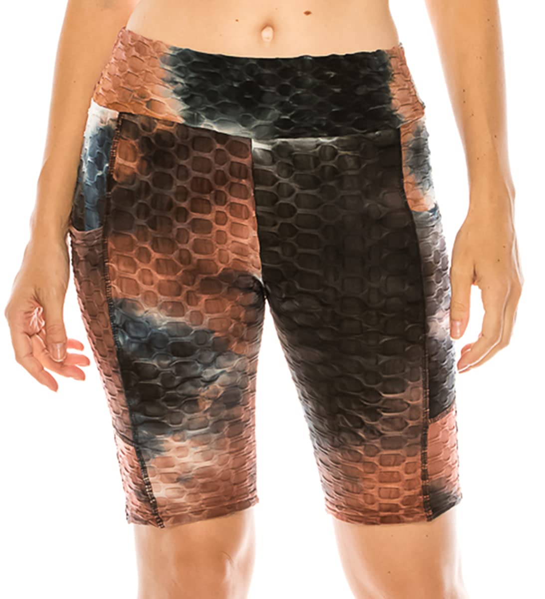 LA12ST Women's High Waist Workout Shorts - Brazilian Booty Lifting Biker Shorts with Honeycomb Scrunch & Anti-Cellulite Design for Yoga, Gym, Running (Black) - Perfect for Fitness, Lounge & Summer Activities