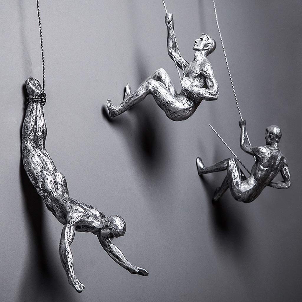 Unique Resin Climbing Man Sculpture - Handcrafted Wall Art Decor for Home & Office | Creative Climber Statue for Living Room, Bedroom & Gift Giving