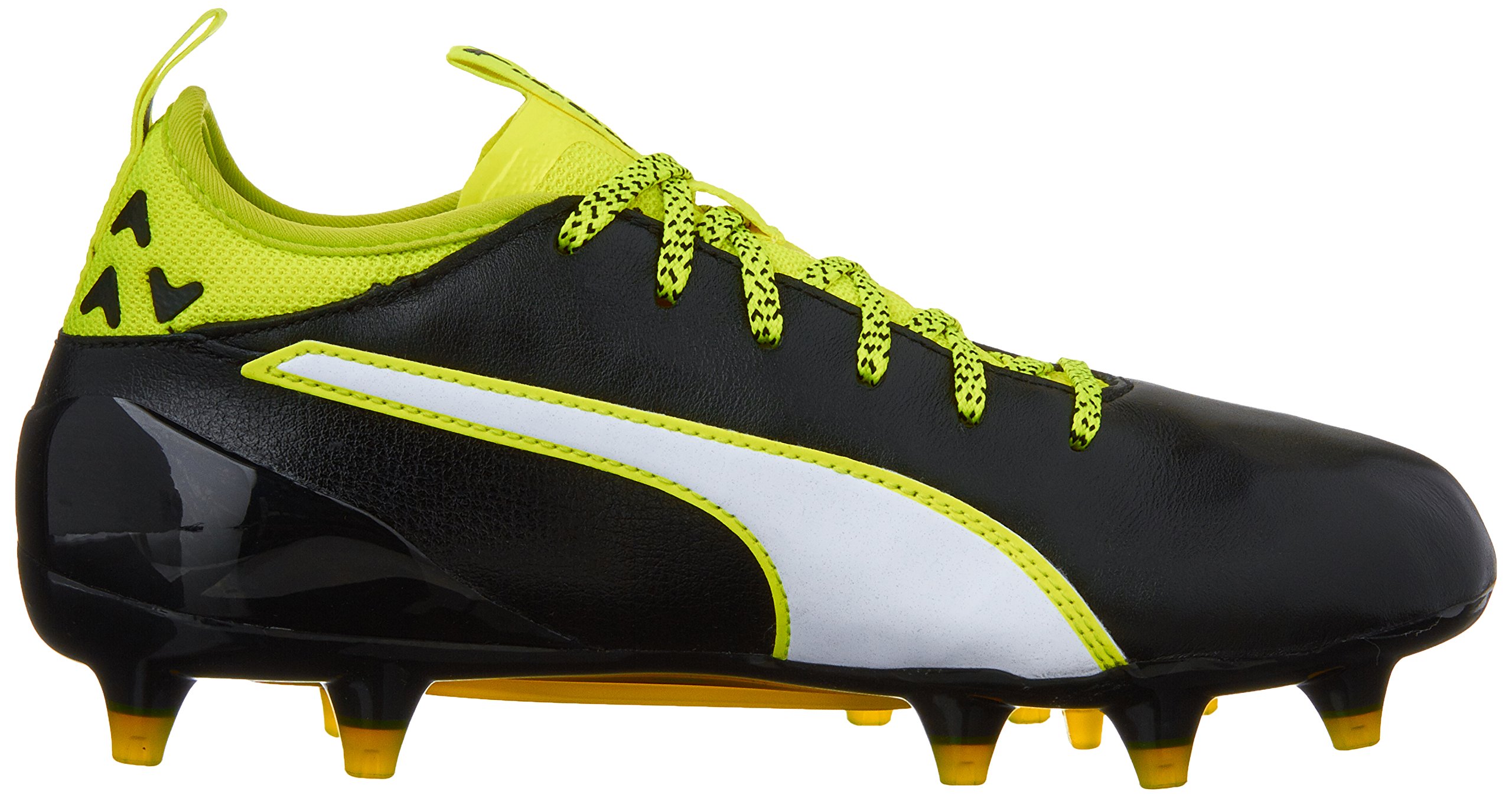 PUMA Kids Evotouch 1 FG Jr Soccer Cleats for Boys - Black/White/Safety Yellow - Size 6 Big Kid - Perfect for Youth Soccer Matches and Training Sessions