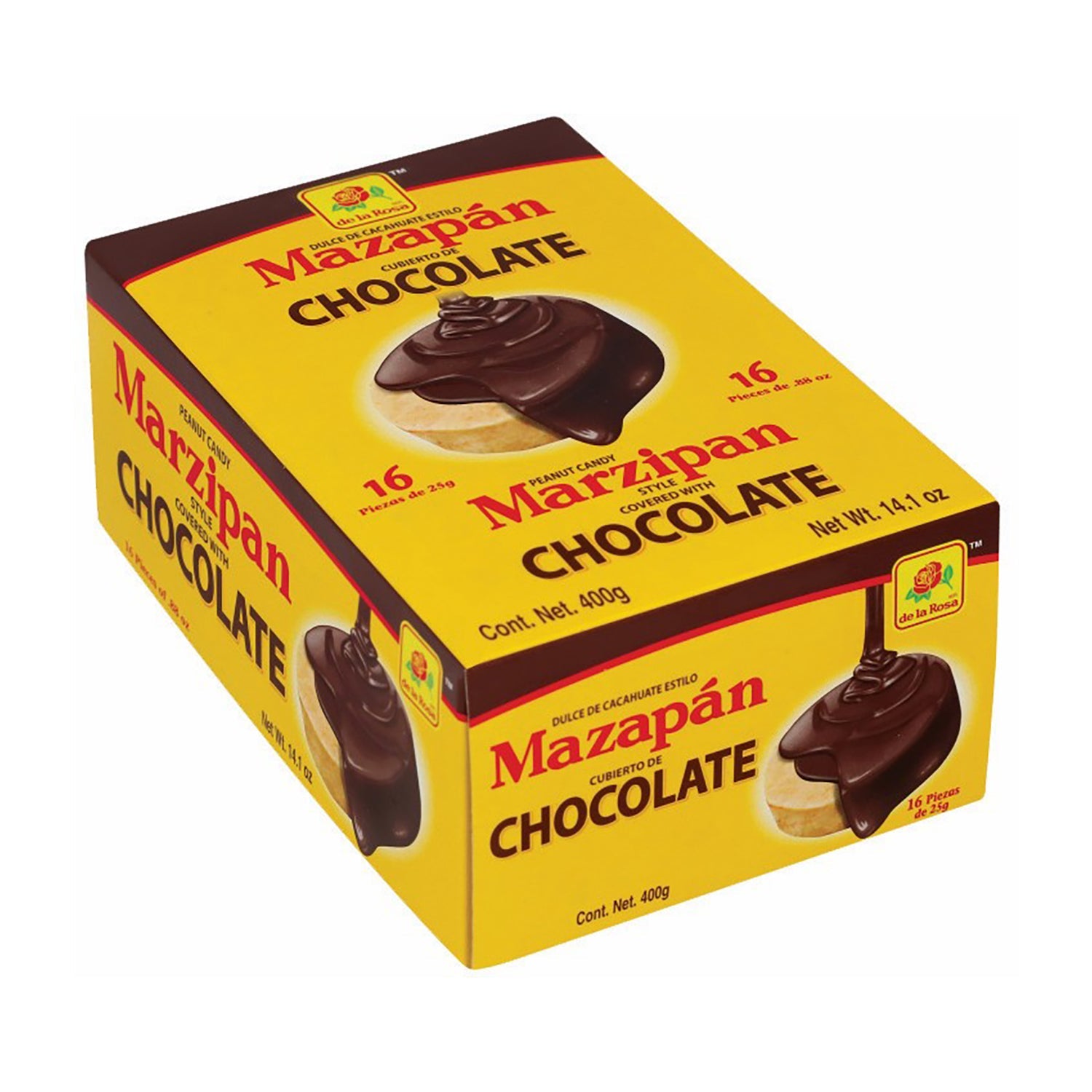 De La Rosa Chocolate Covered Mazapan Peanut Candy | 16 Count Box | Mexican Treat for Parties, Gifts & Desserts