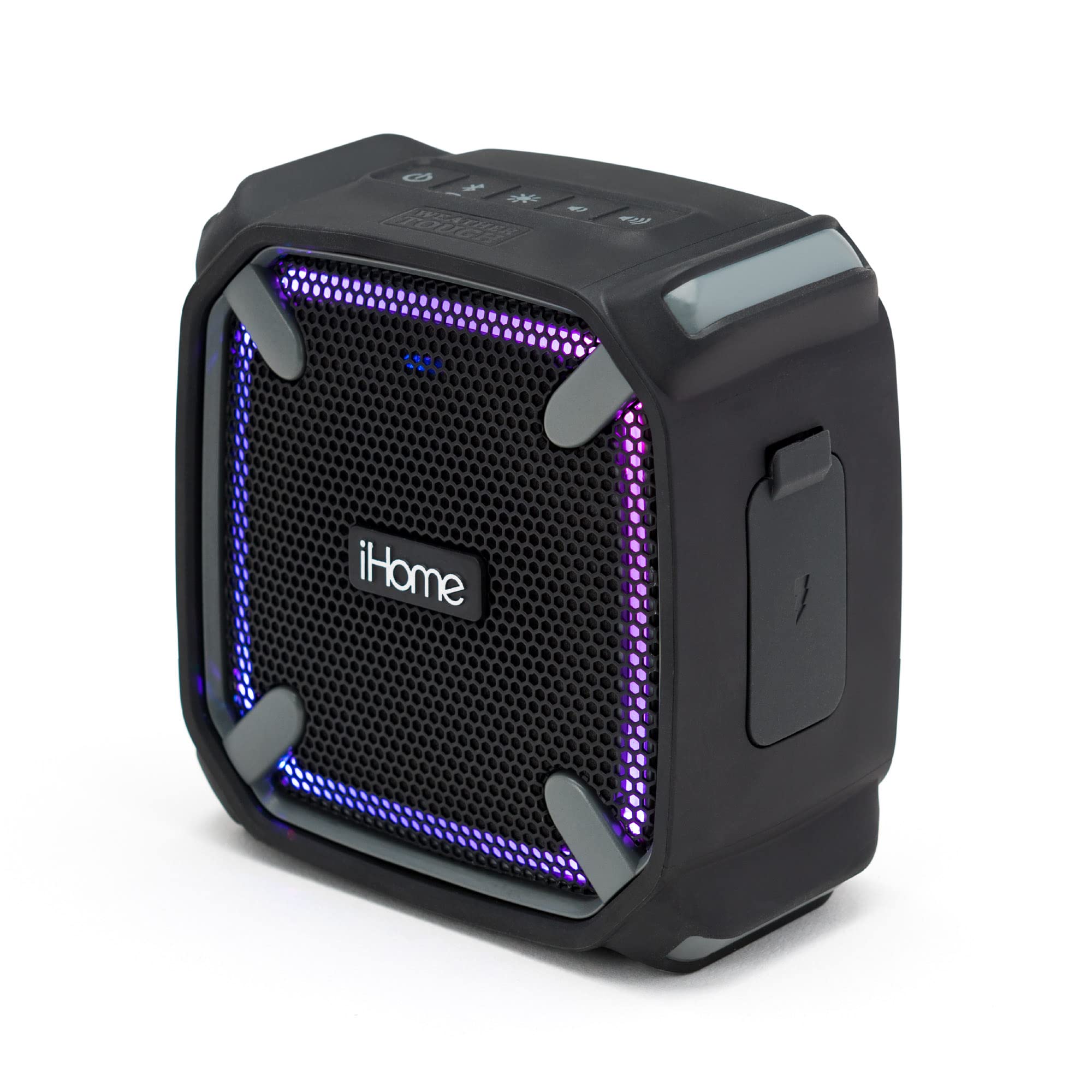 iHome Weather Tough Portable Bluetooth Speaker with LED Lights - Waterproof Outdoor Speaker for Camping, Beach, Pool Parties & Travel