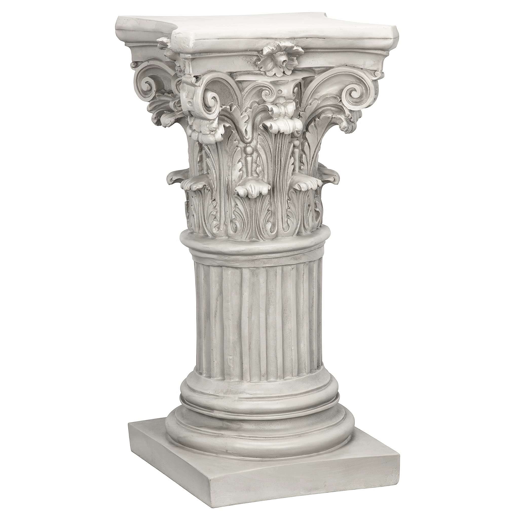 Design Toscano Corinthian Pedestal Column Plant Stand - 29 Inch Tall Cast Stone Resin with Antique Finish | Indoor/Outdoor Garden Decor, Home & Office Display