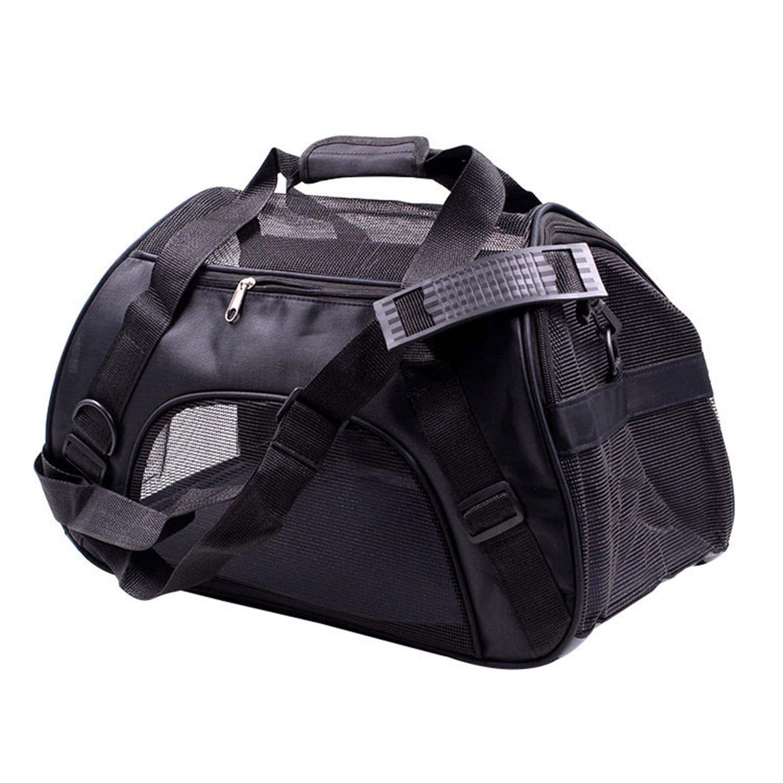 Portable Pet Carrier Bag for Dogs & Cats - Lightweight Travel Carrier with Handle, Outdoor Pet Transport Bag for Small to Medium Pets (Black, Size M 47x25x33cm) - Perfect for Air Travel, Hiking, Vet Visits & Daily Commutes