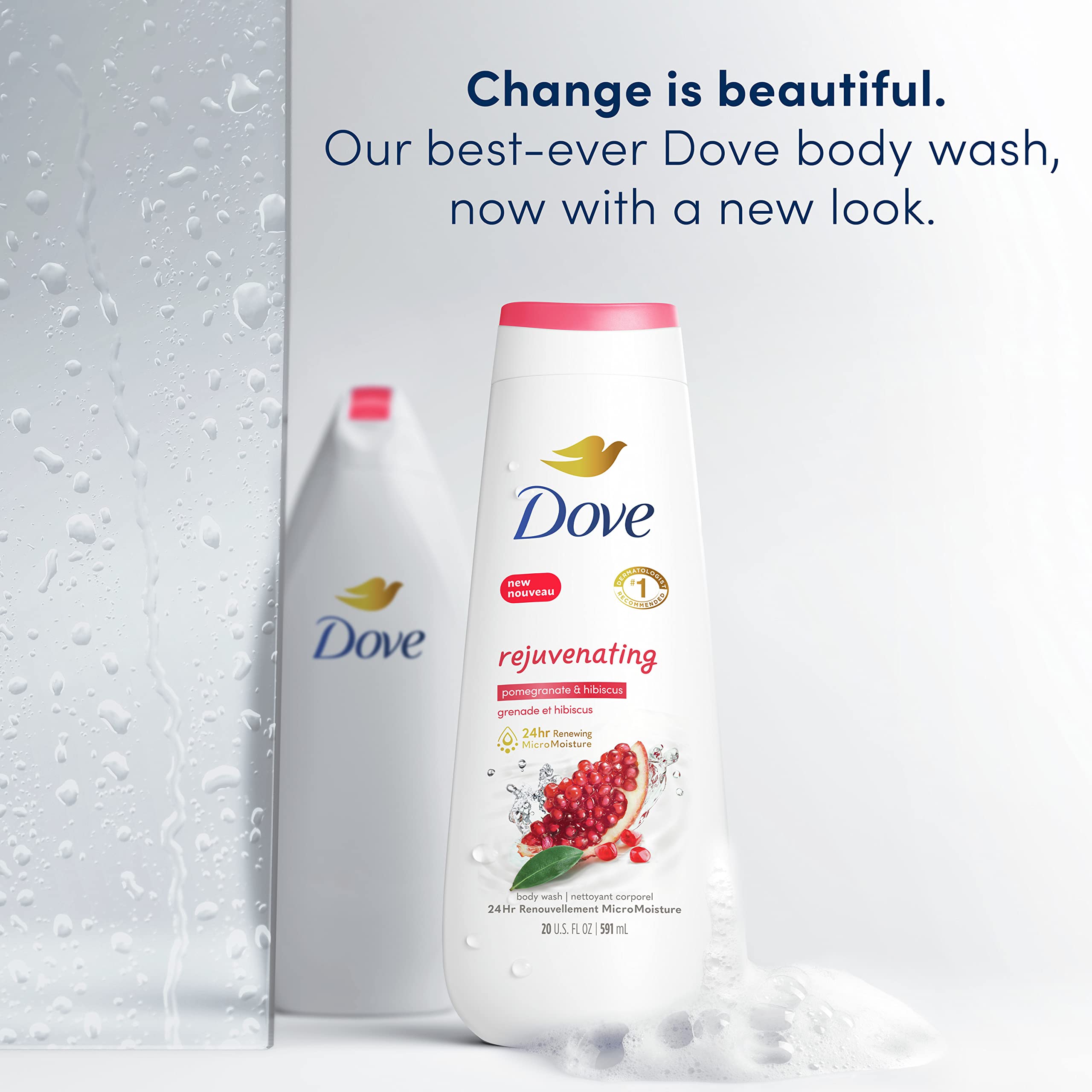 Dove Rejuvenating Pomegranate & Hibiscus Body Wash 4-Pack with Original Clean Antiperspirant Deodorant Stick for Women - All-Day Sweat Protection for Fresh, Smooth Skin | Shower & Daily Hygiene Essential